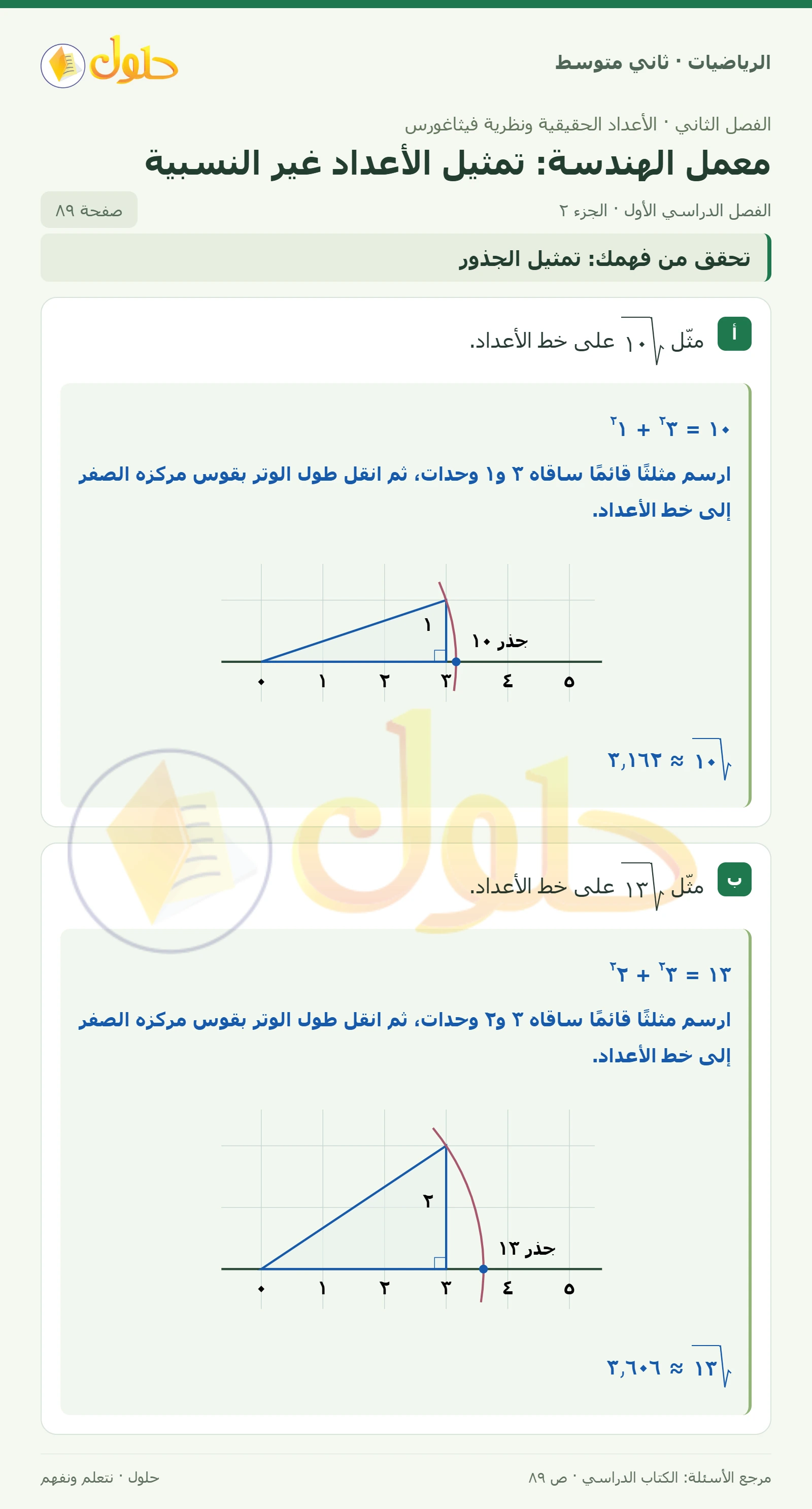 حل رياضيات ثاني متوسط الفصل الأول صفحة ٨٩ الجزء ٢