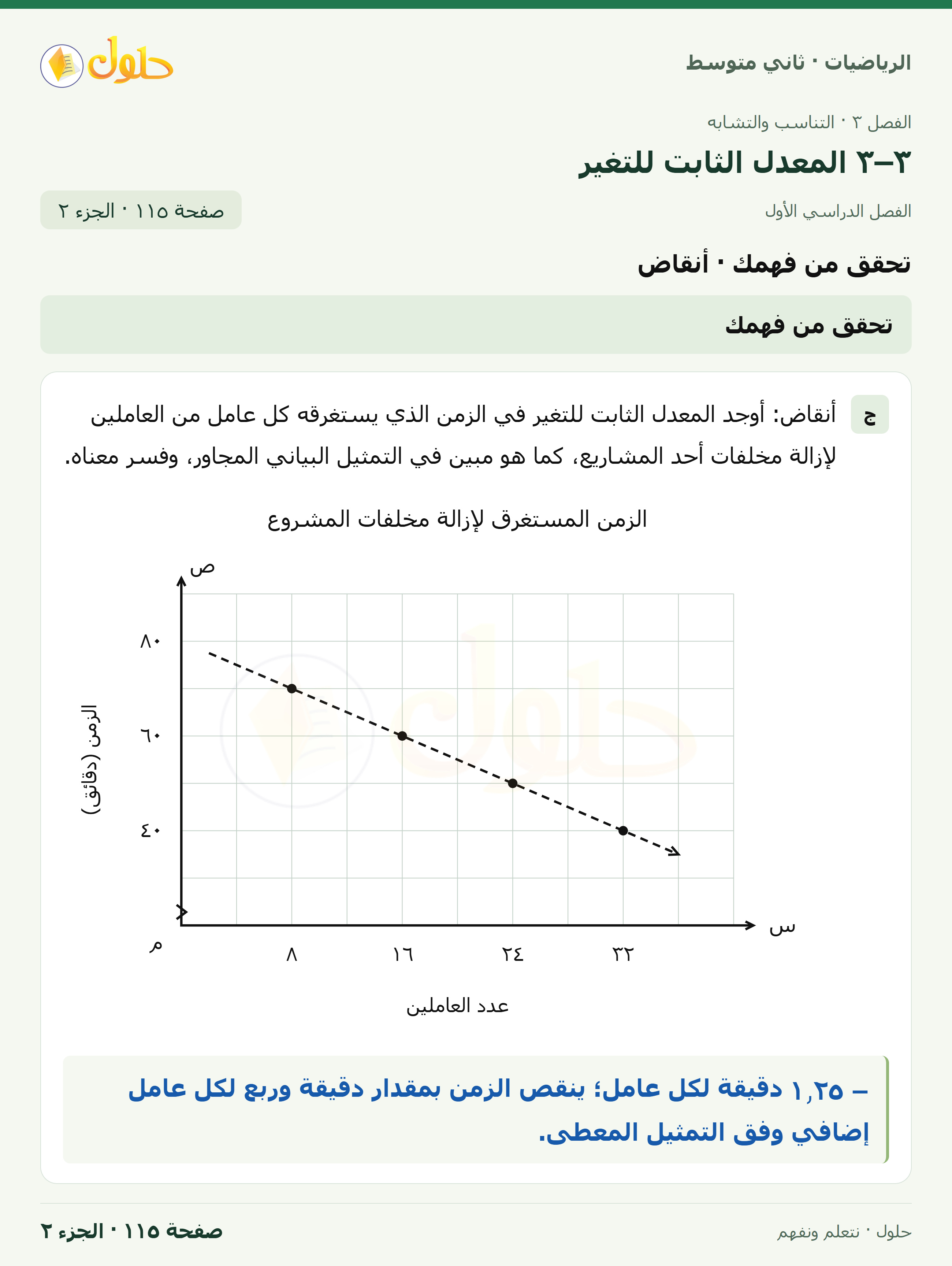 رياضيات ثاني متوسط الفصل الأول صفحة ١١٥ الجزء ٢