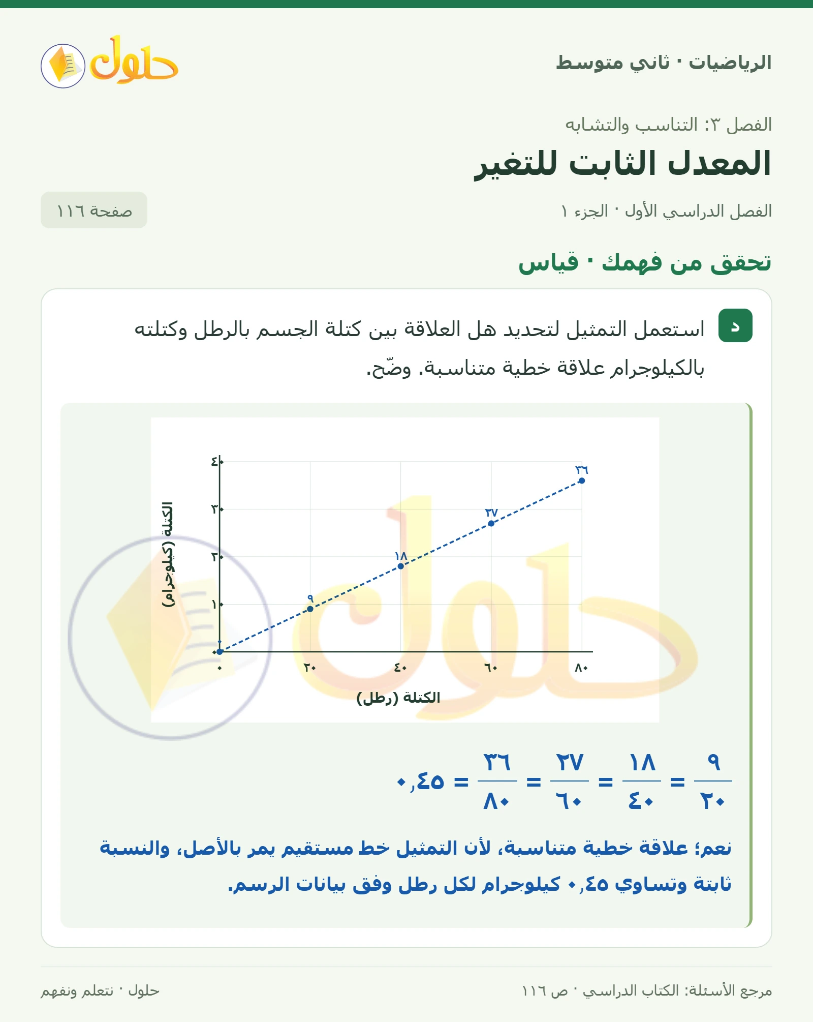 حل رياضيات ثاني متوسط الفصل الأول صفحة ١١٦ الجزء ١