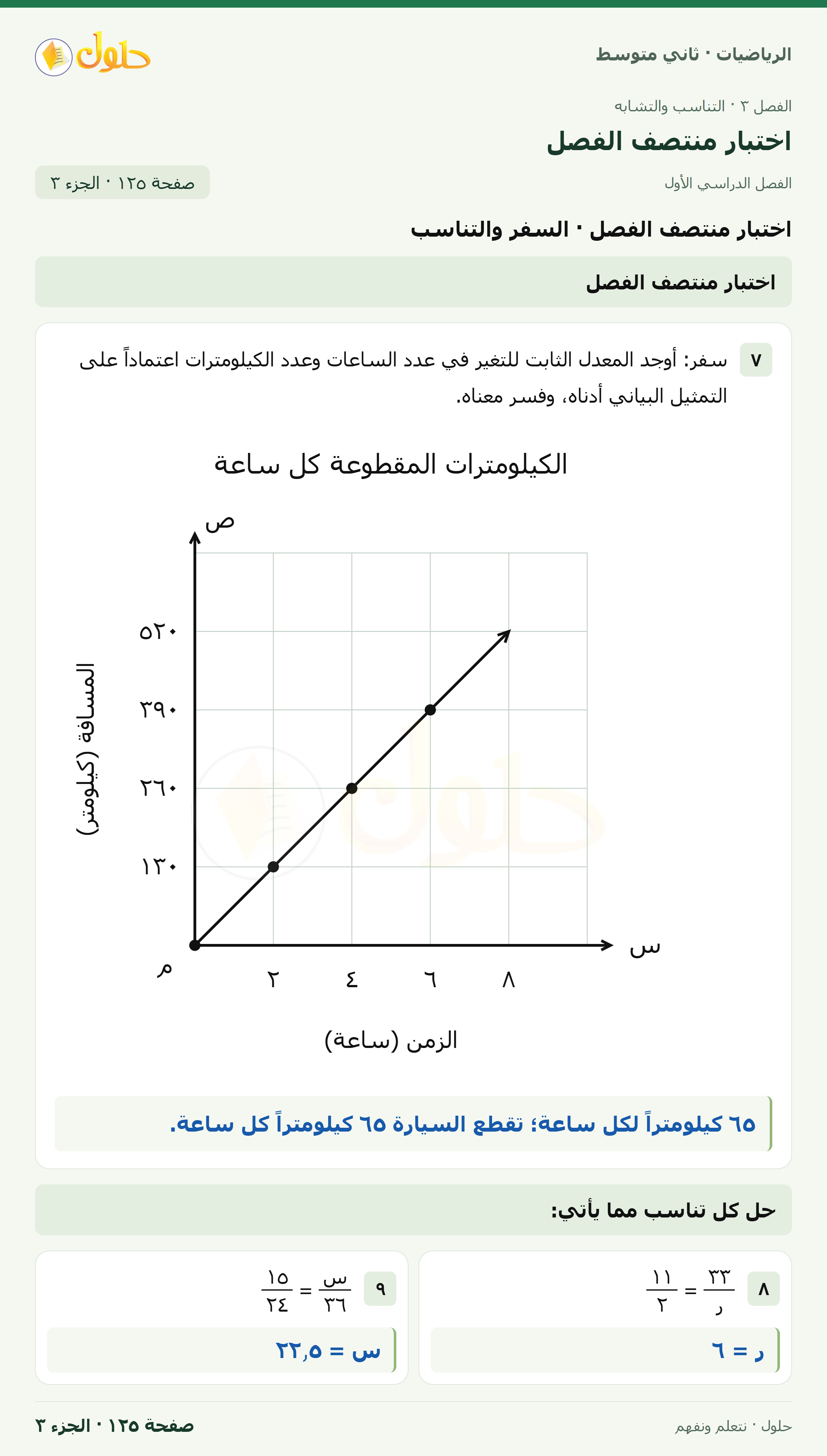 رياضيات ثاني متوسط الفصل الأول صفحة ١٢٥ الجزء ٣