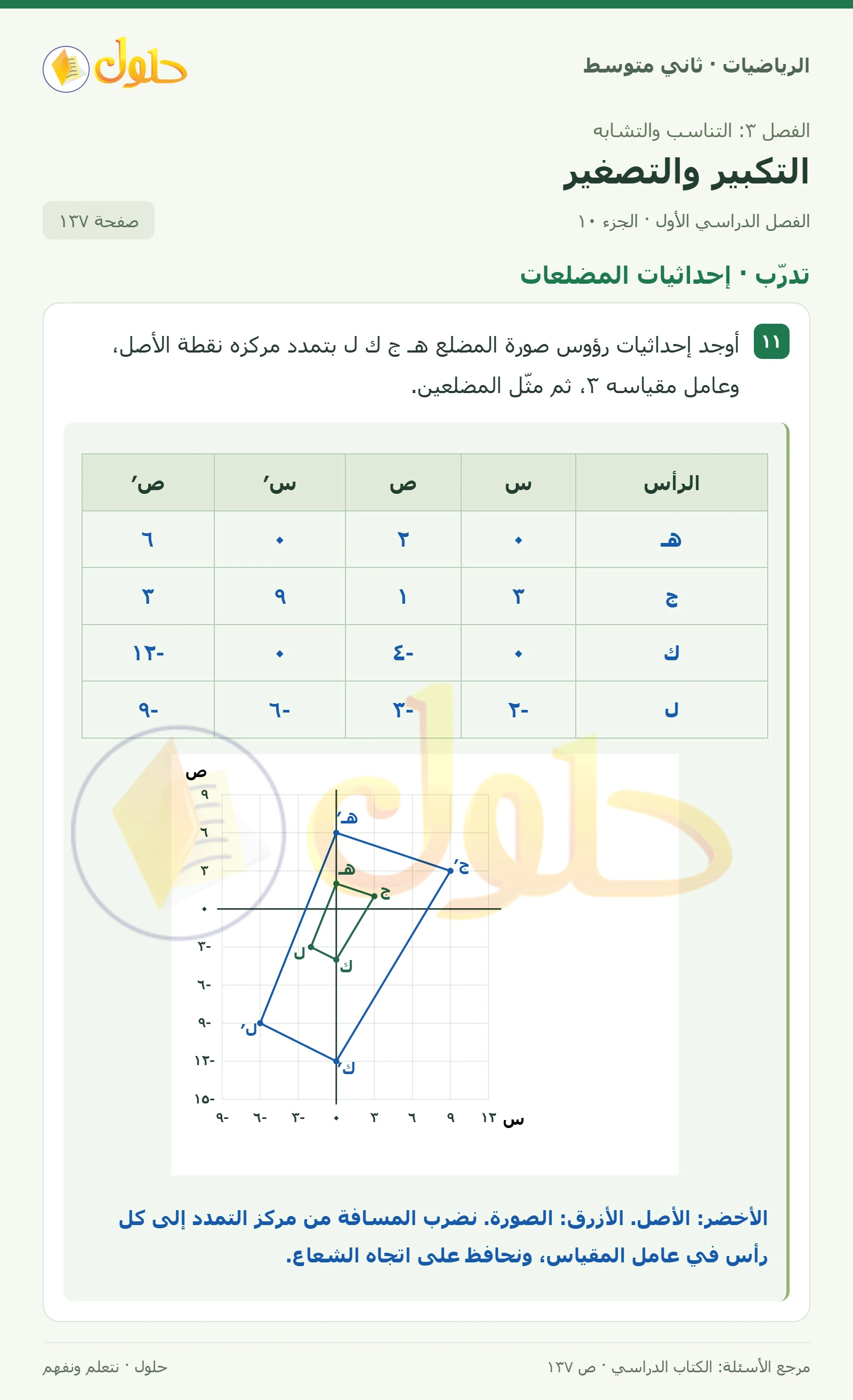 حل رياضيات ثاني متوسط الفصل الأول صفحة ١٣٧ الجزء ١٠