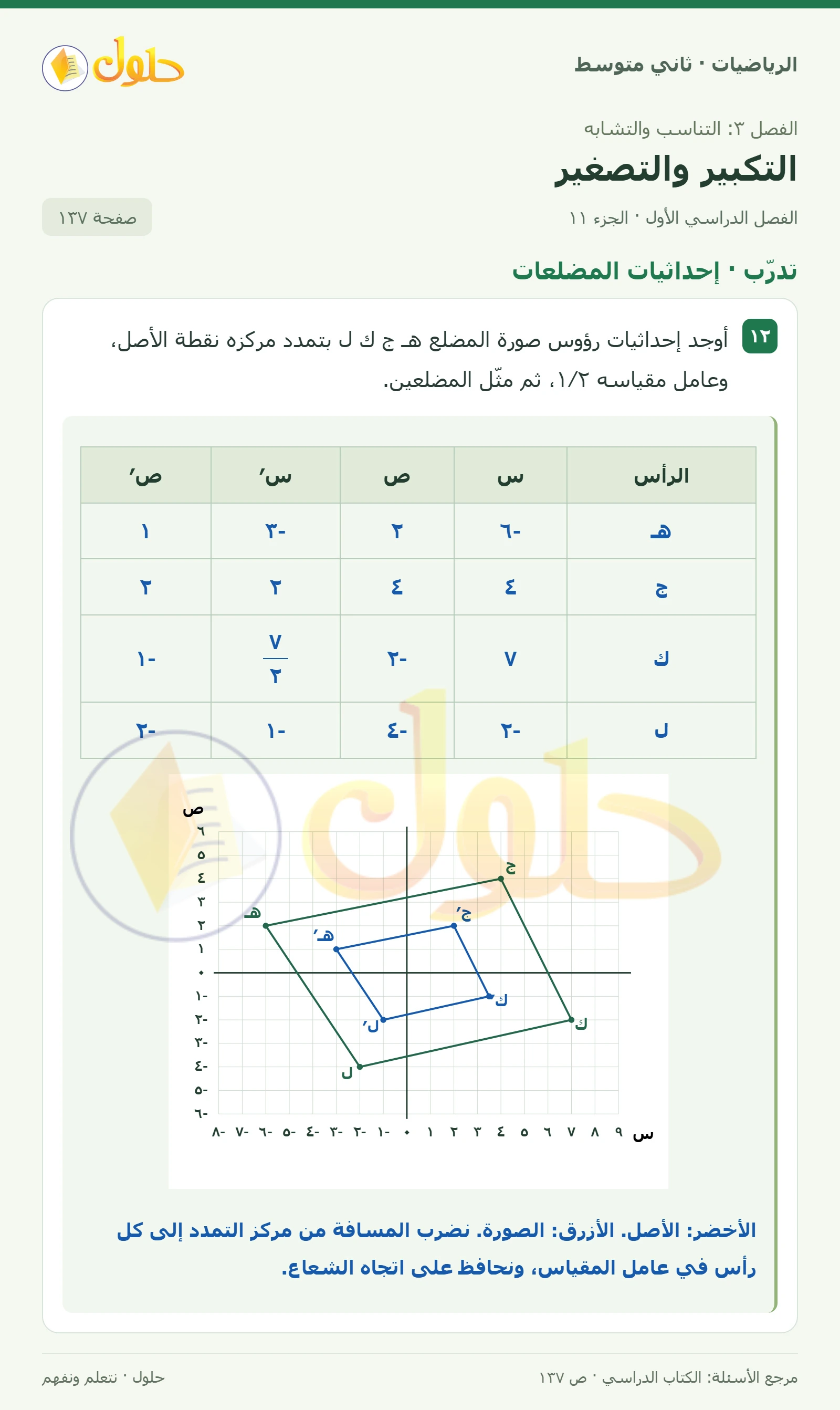 حل رياضيات ثاني متوسط الفصل الأول صفحة ١٣٧ الجزء ١١