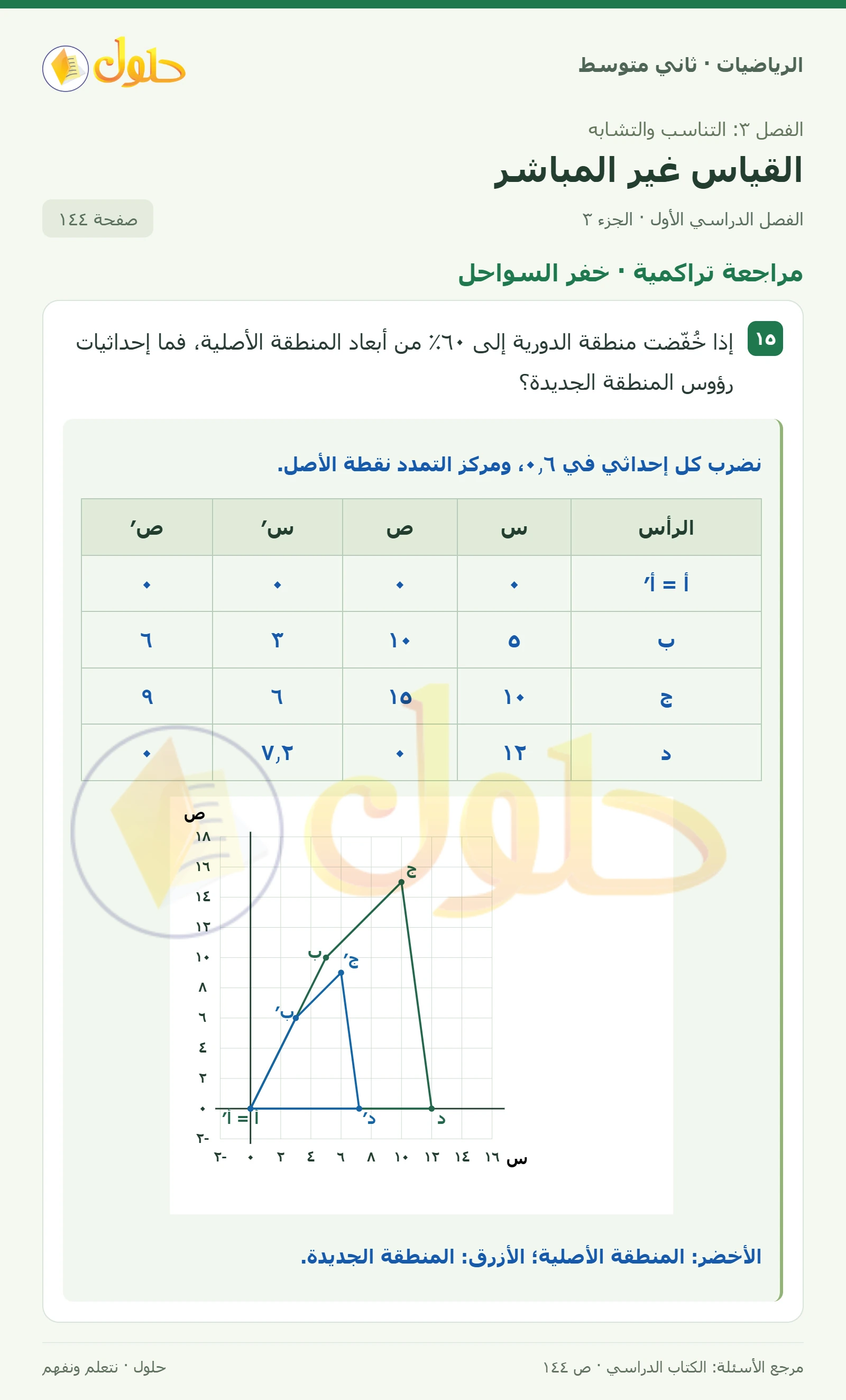 حل رياضيات ثاني متوسط الفصل الأول صفحة ١٤٤ الجزء ٣