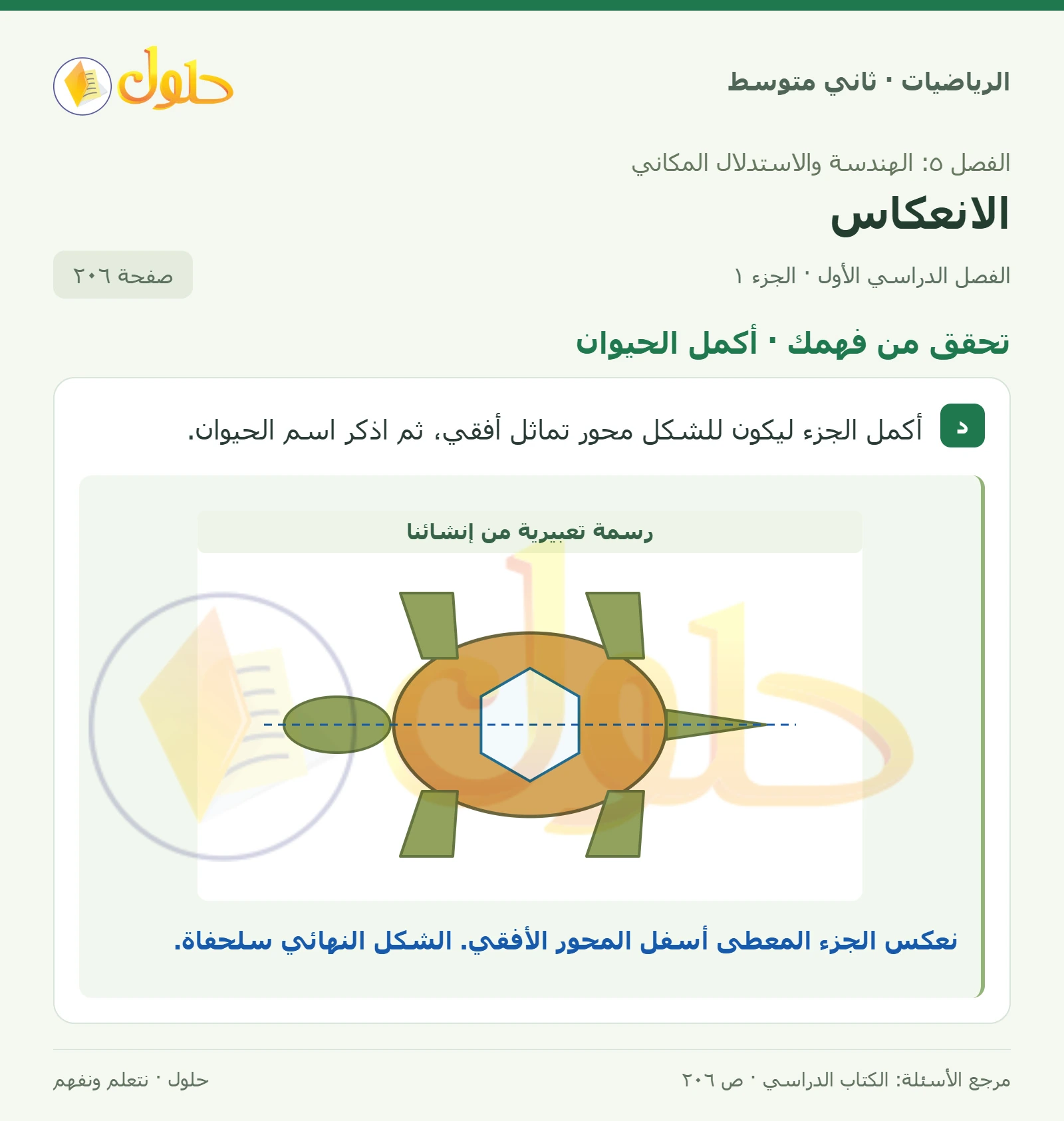 حل رياضيات ثاني متوسط الفصل الأول صفحة ٢٠٦ الجزء ١