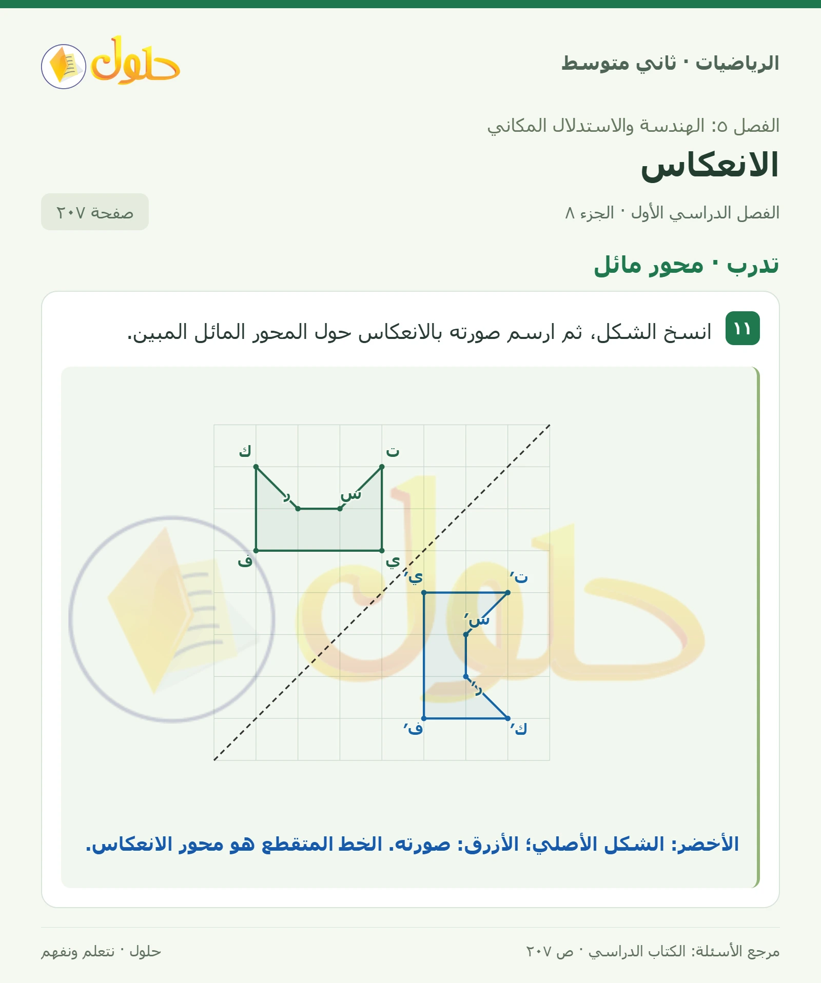 حل رياضيات ثاني متوسط الفصل الأول صفحة ٢٠٧ الجزء ٨