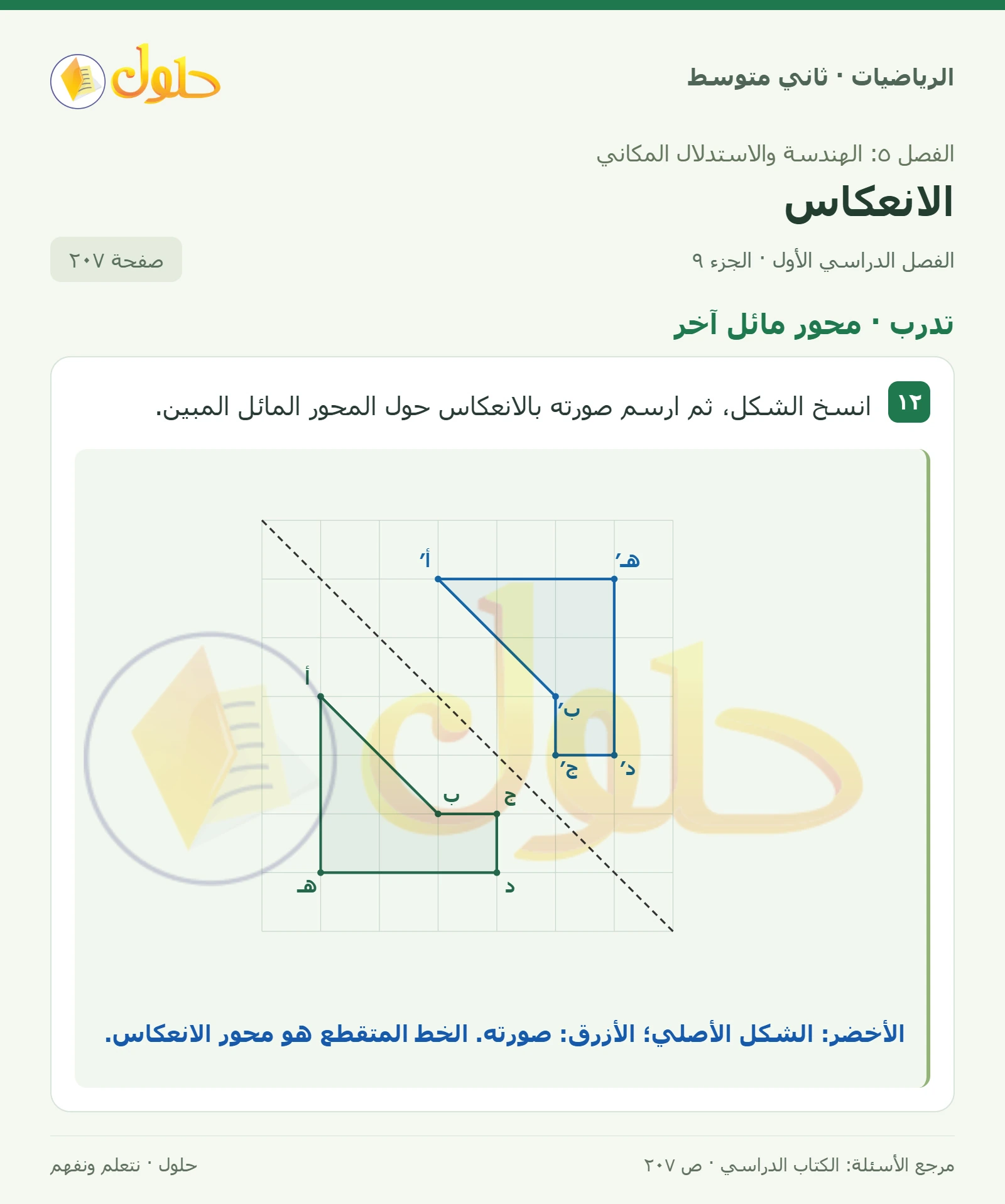 حل رياضيات ثاني متوسط الفصل الأول صفحة ٢٠٧ الجزء ٩