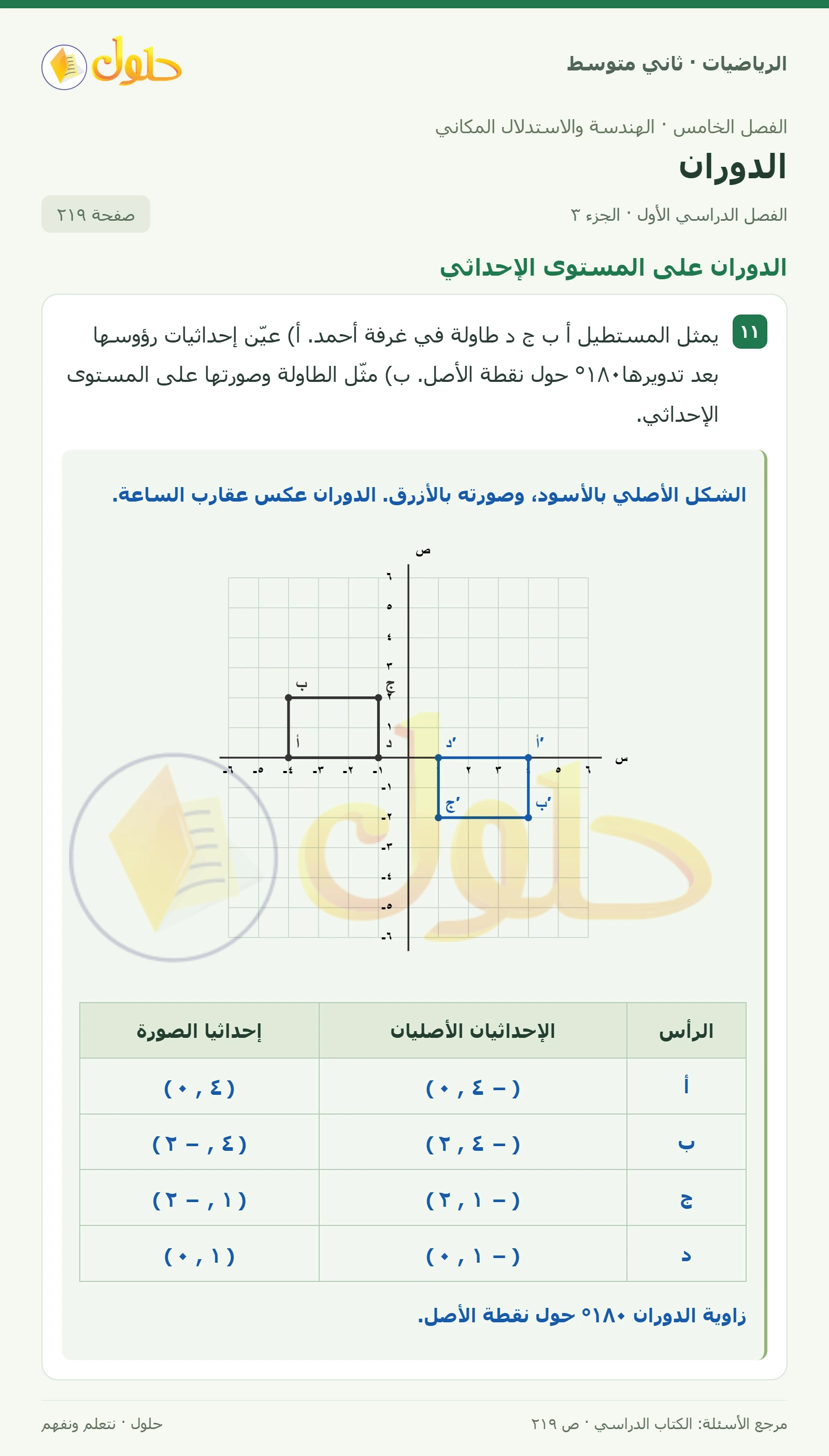 حل رياضيات ثاني متوسط الفصل الأول صفحة ٢١٩ الجزء ٣
