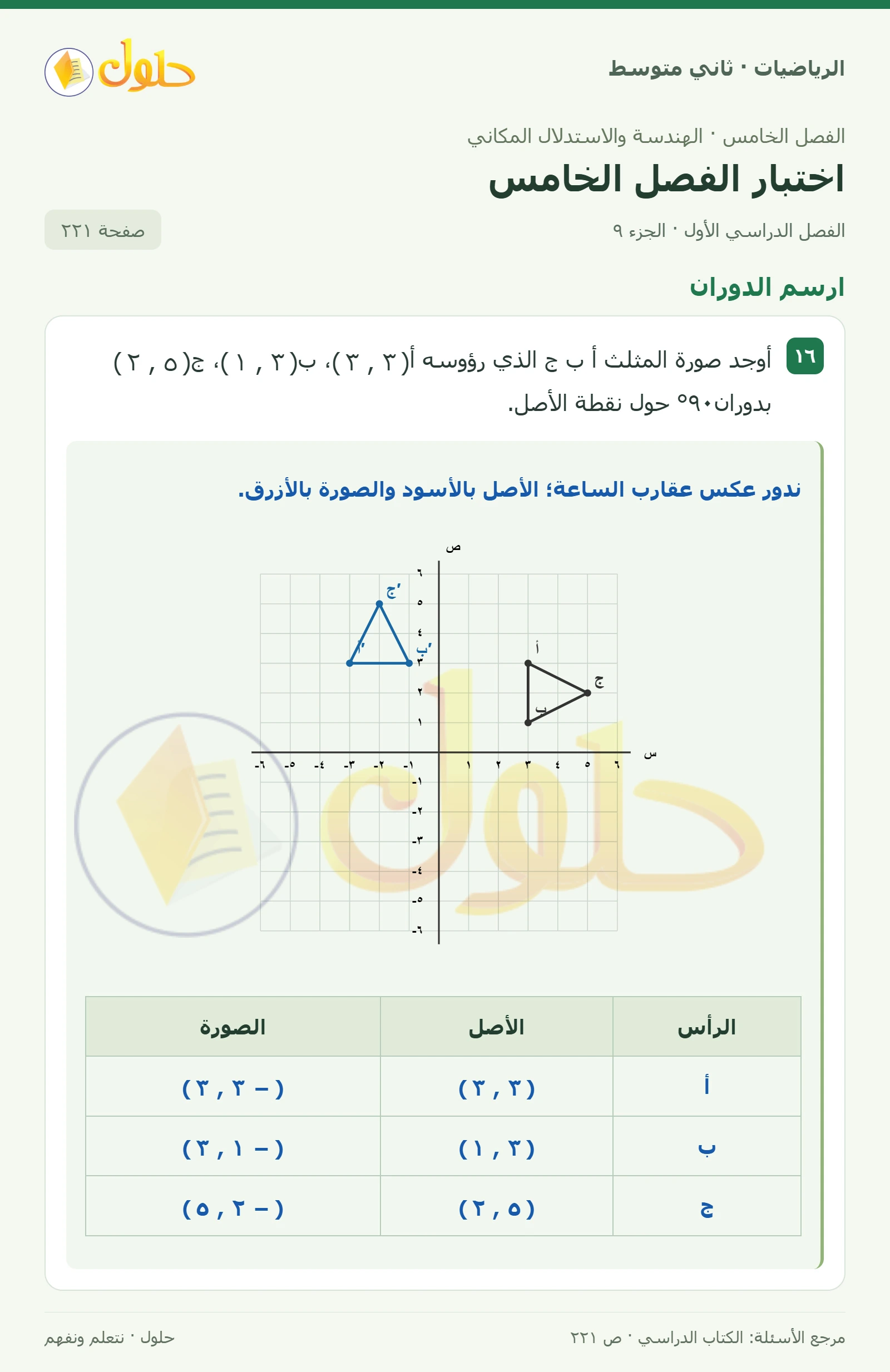 حل رياضيات ثاني متوسط الفصل الأول صفحة ٢٢١ الجزء ٩
