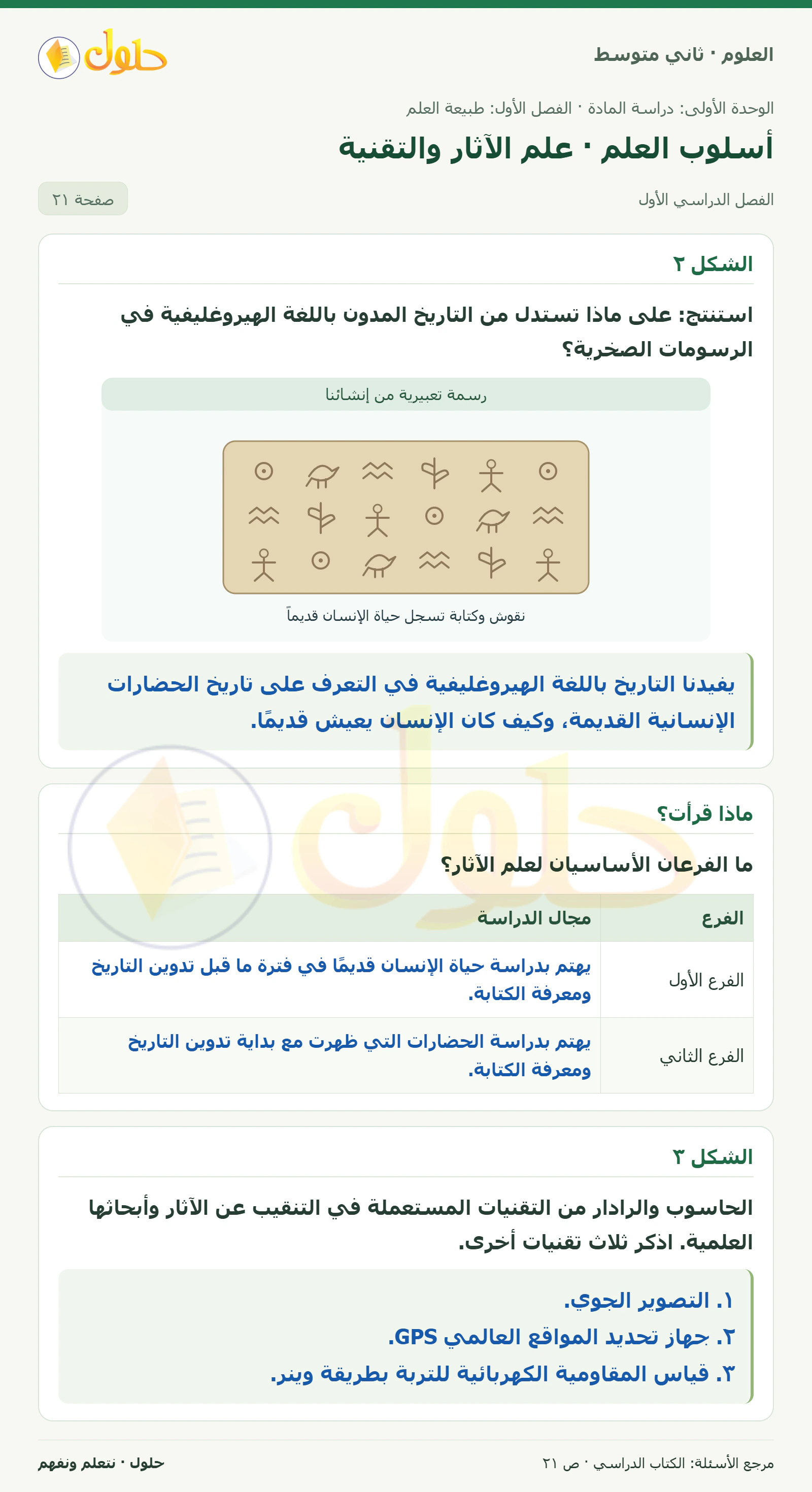 حل علوم الصف الثاني المتوسط صفحة 21 الجزء 1