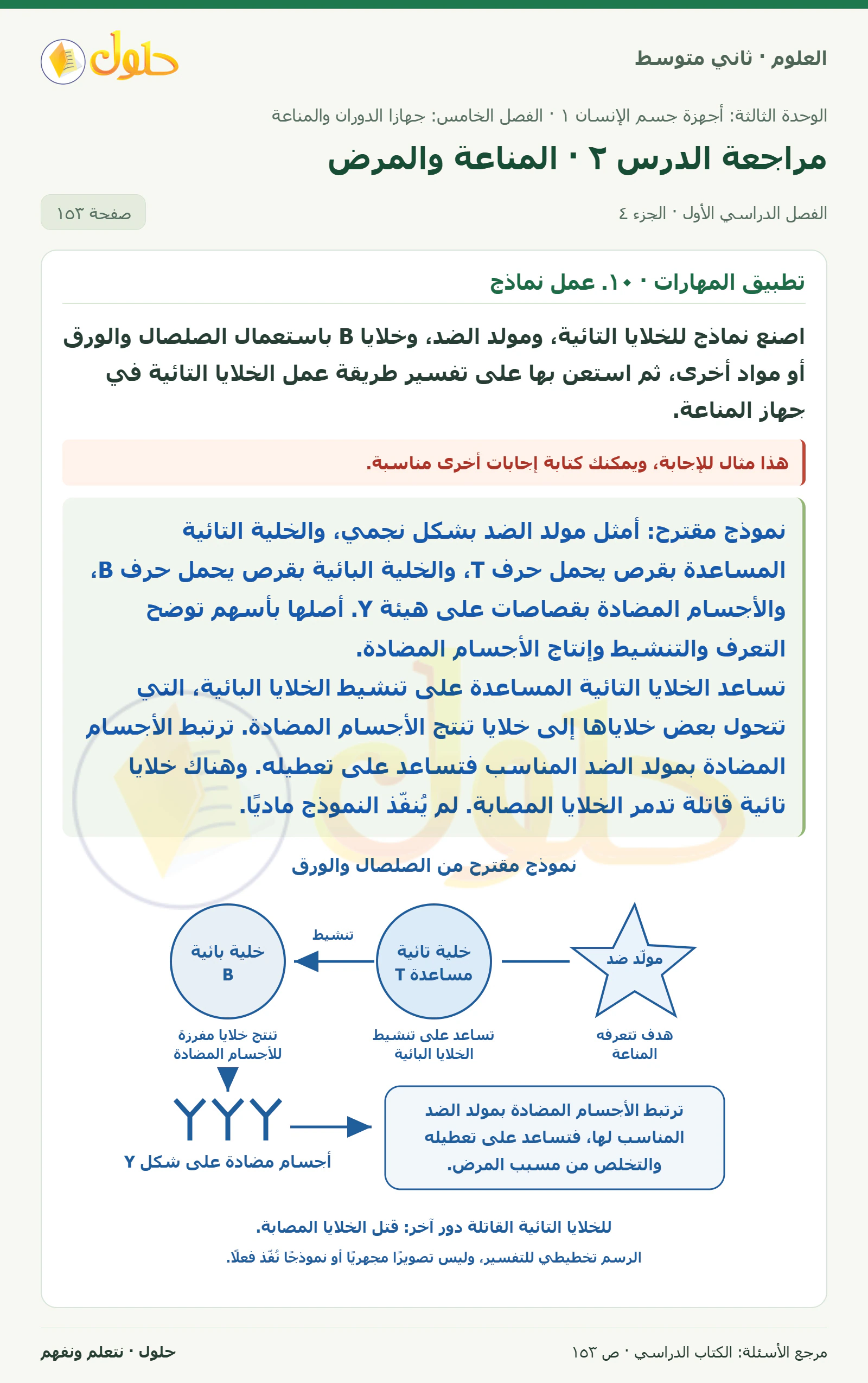 حل علوم الصف الثاني المتوسط صفحة 153 الجزء 4
