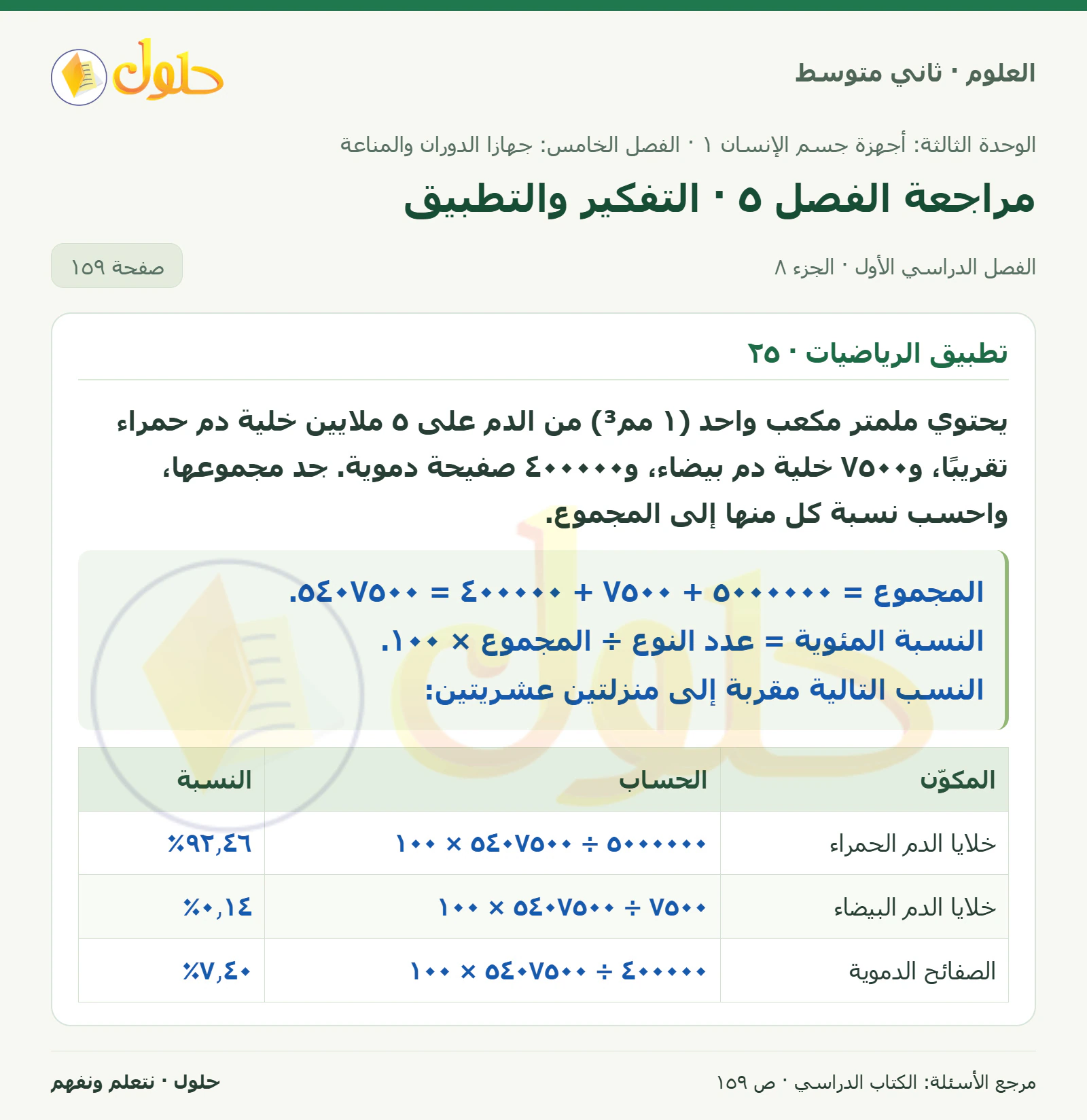 حل علوم الصف الثاني المتوسط صفحة 159 الجزء 8