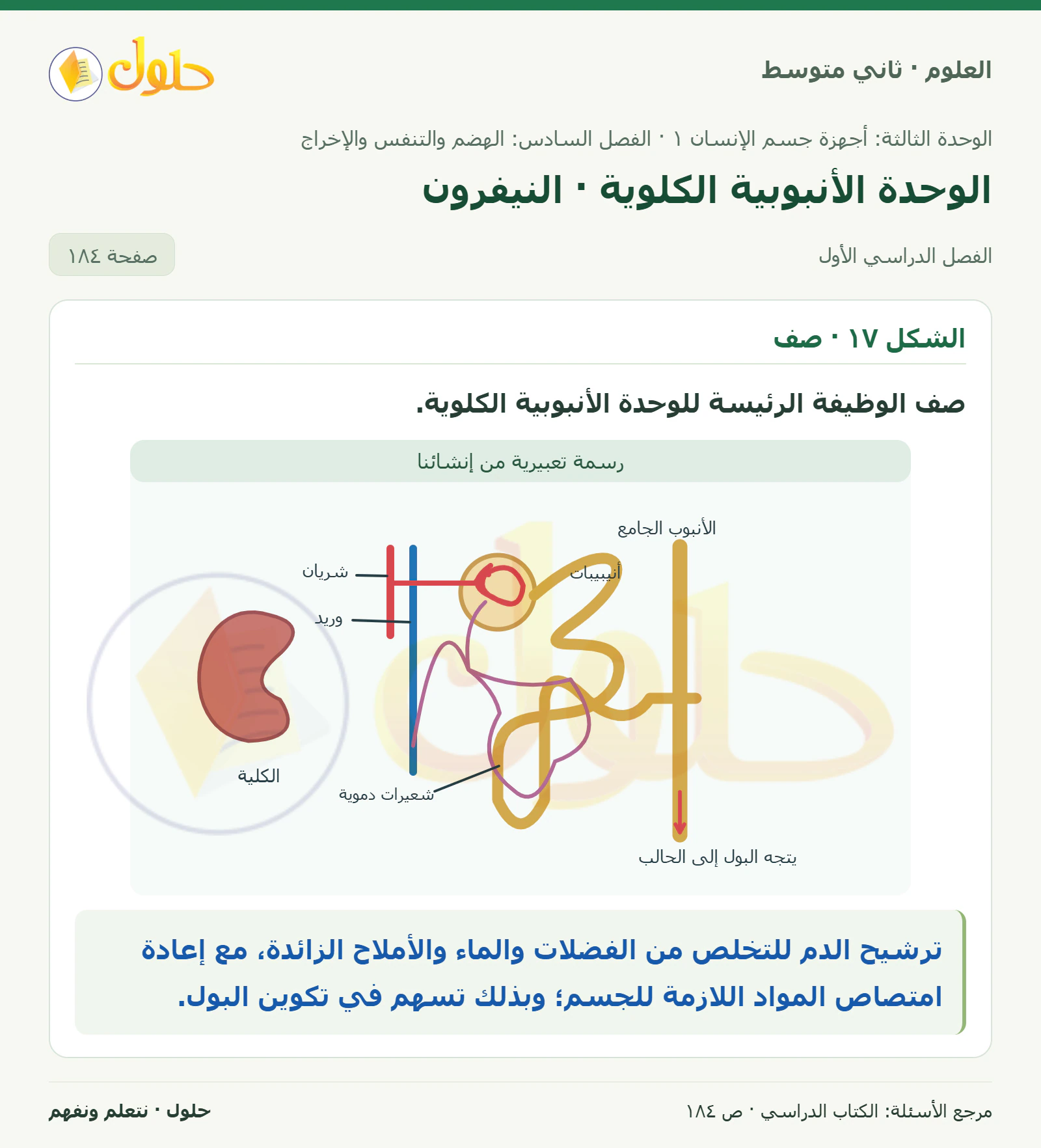 حل علوم الصف الثاني المتوسط صفحة 184 الجزء 1