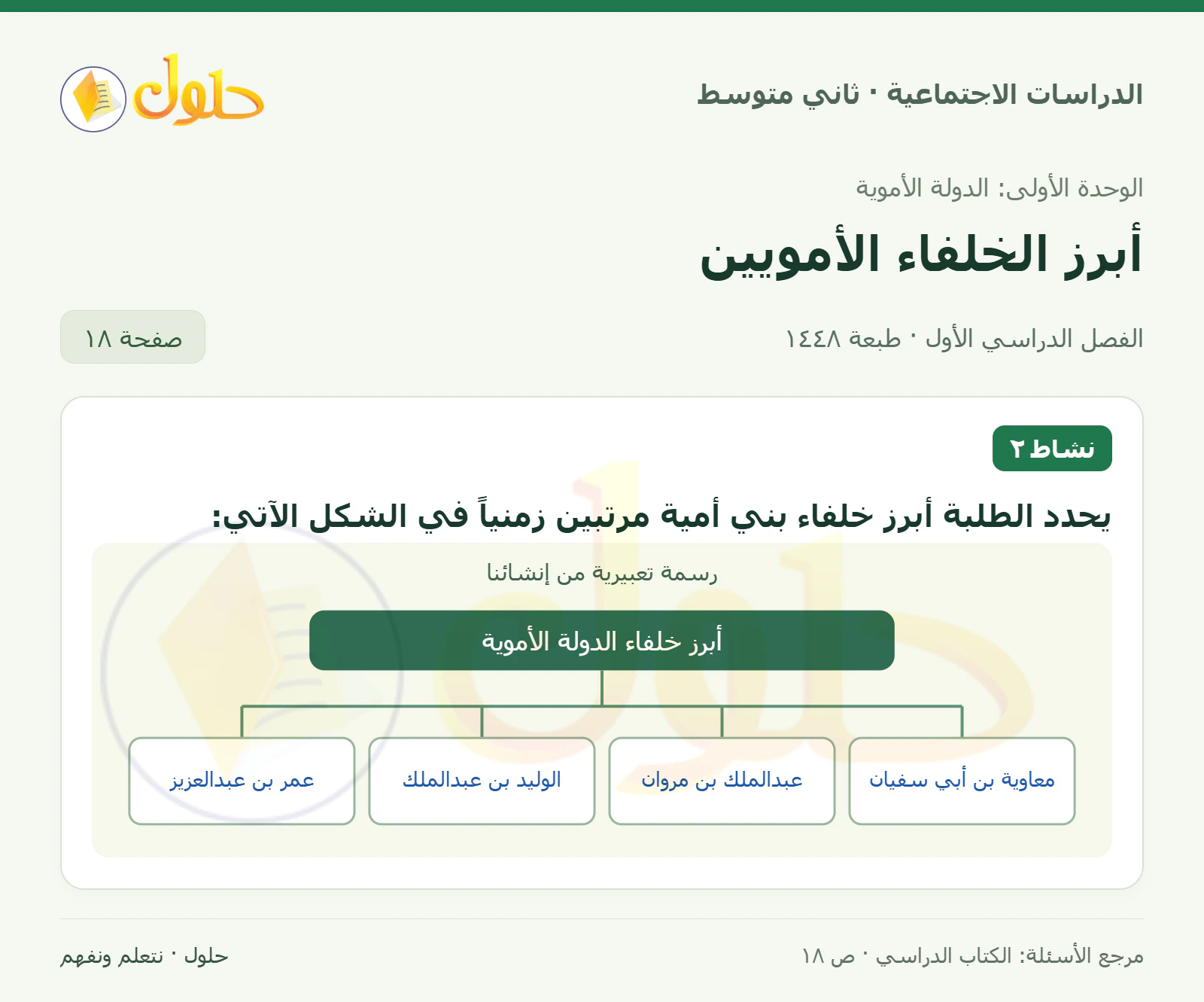 حل الدراسات الاجتماعية للصف الثاني المتوسط، الفصل الدراسي الأول، صفحة ١٨، الجزء ١