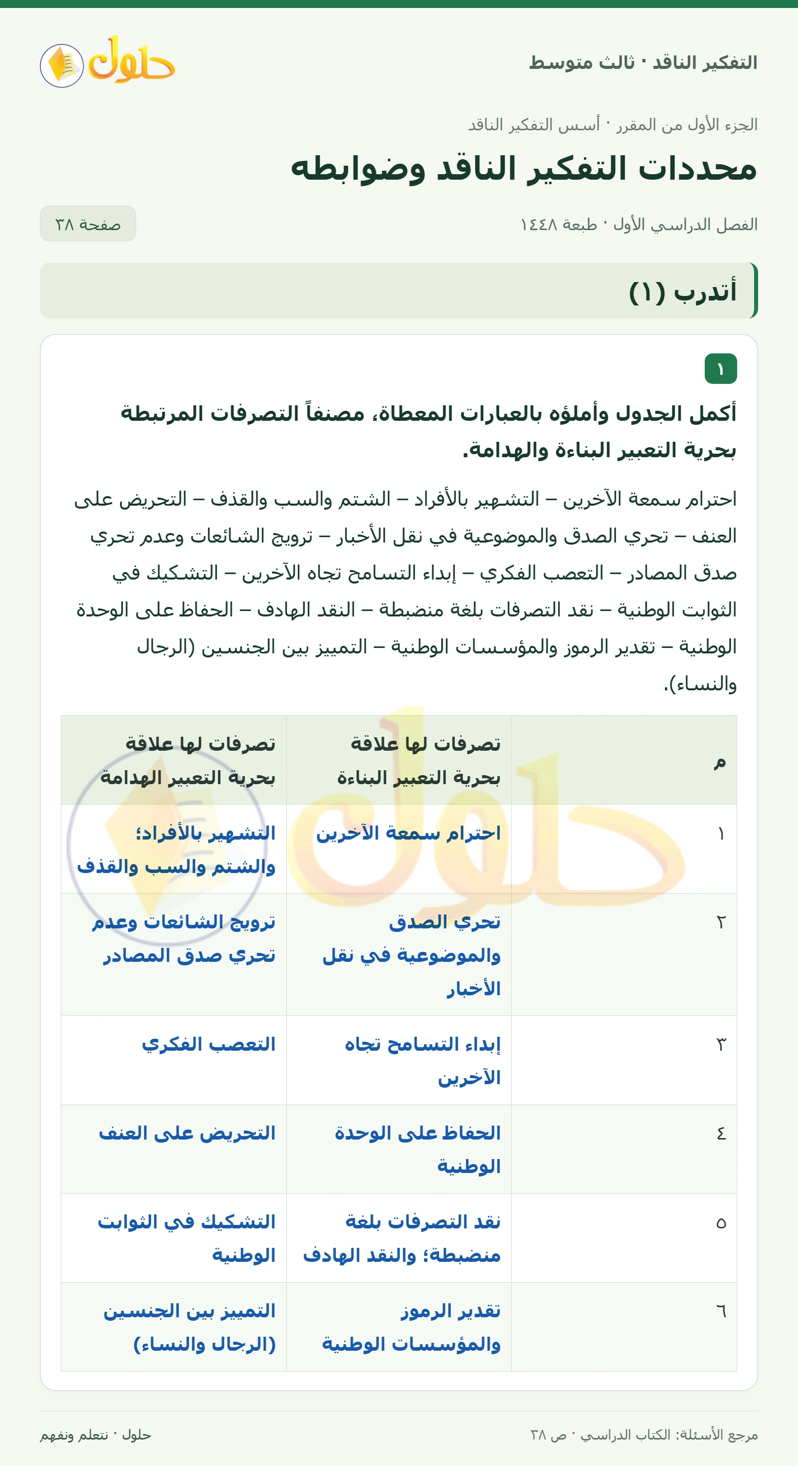 أتدرب (١) صفحة ٣٨ — الجزء ١