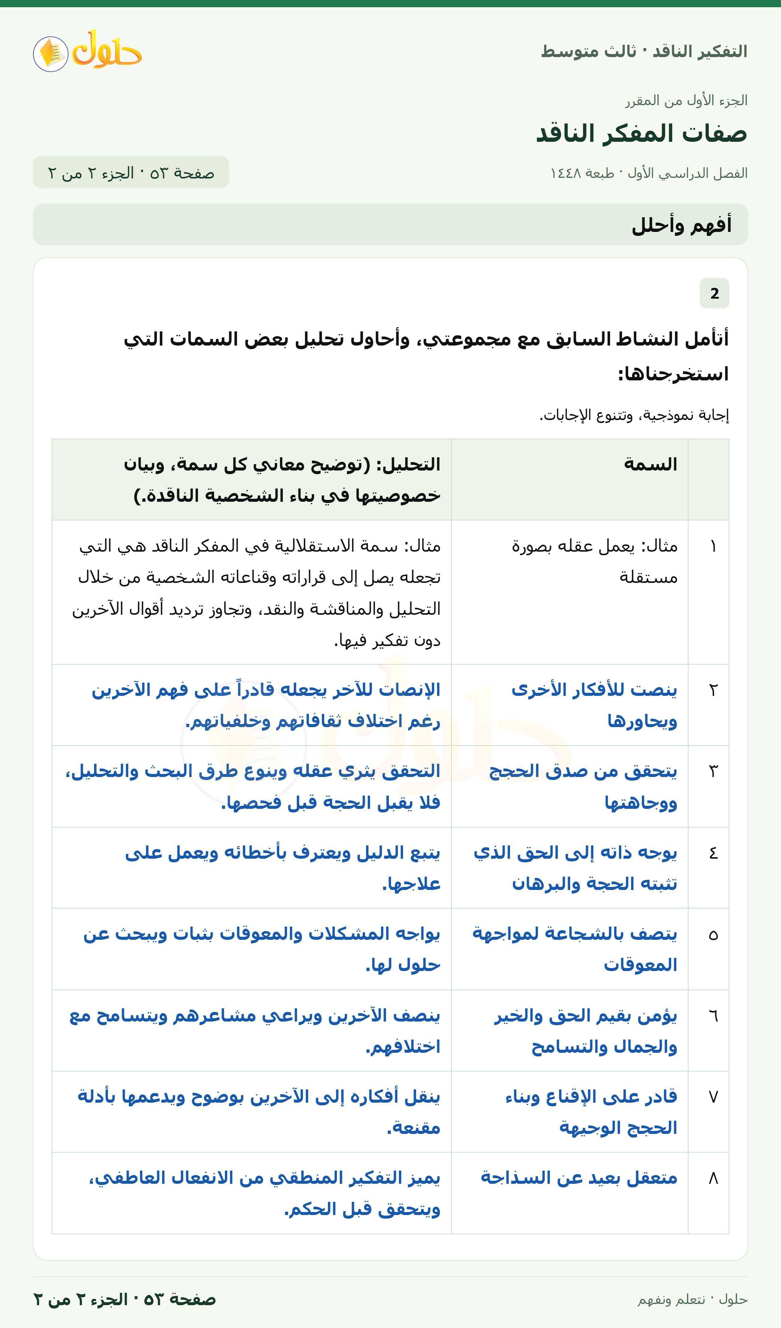 أفهم وأحلل صفحة ٥٣ — الجزء ٢
