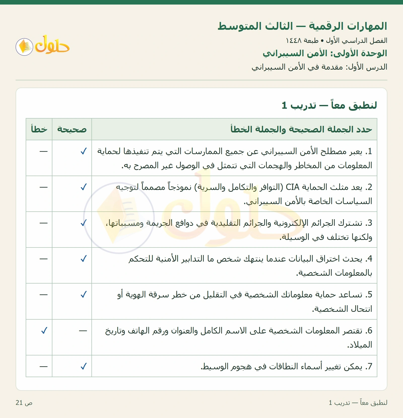 لنطبق معاً صفحة ٢١