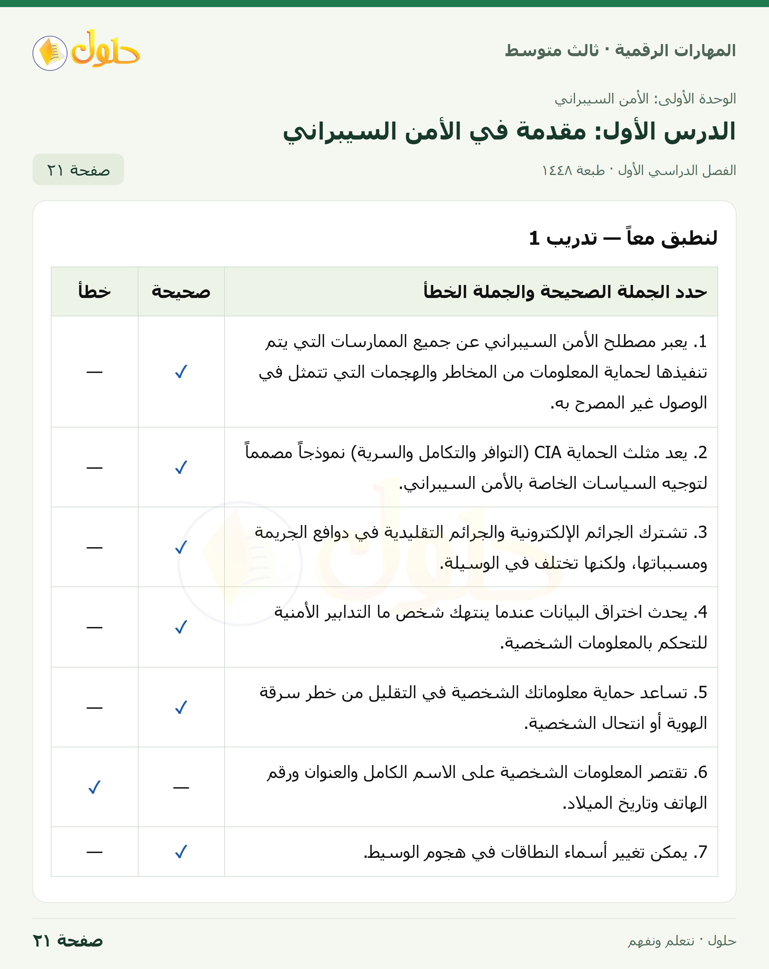 لنطبق معاً صفحة ٢١
