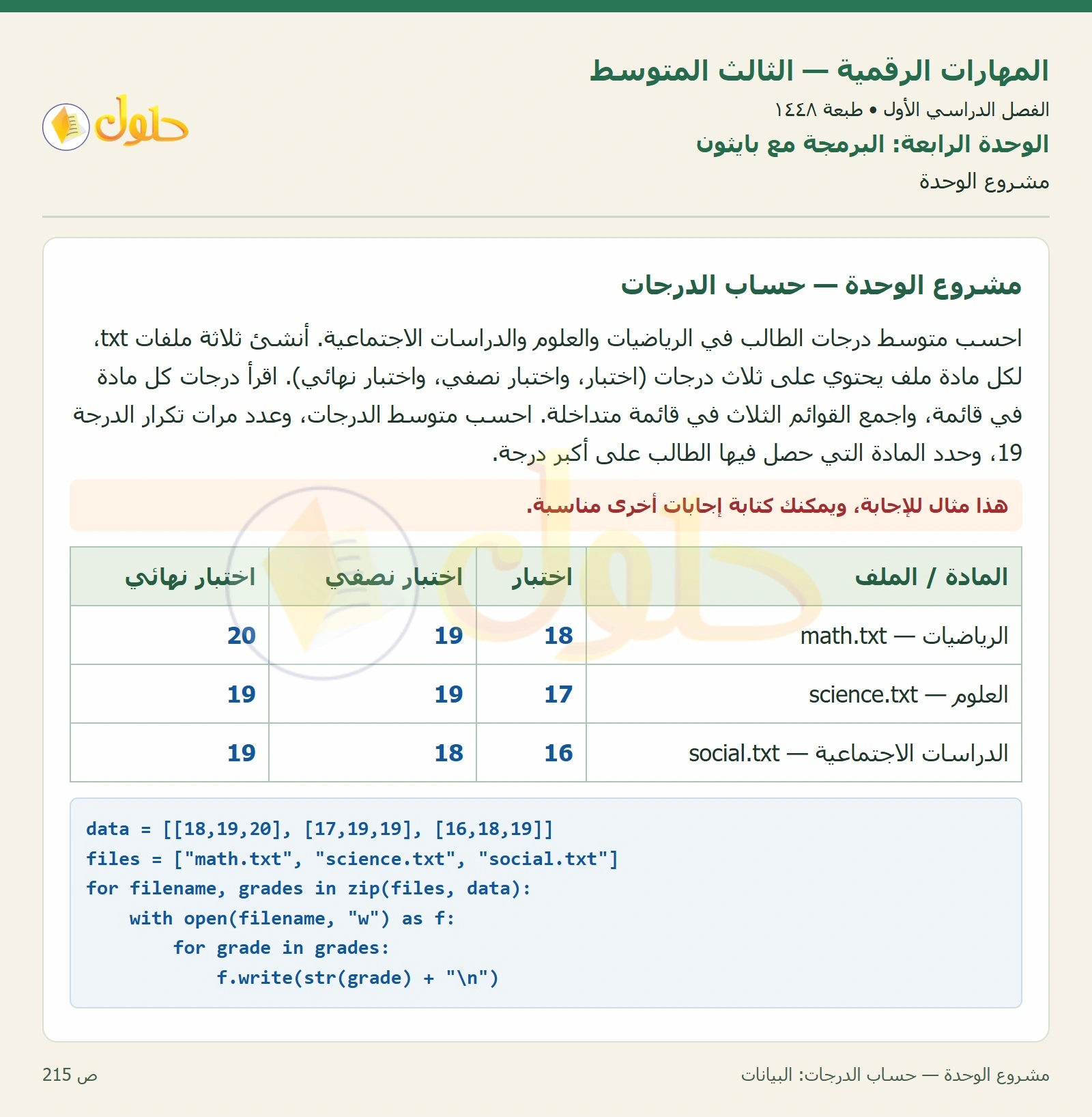مشروع الوحدة صفحة ٢١٥ — الجزء ١