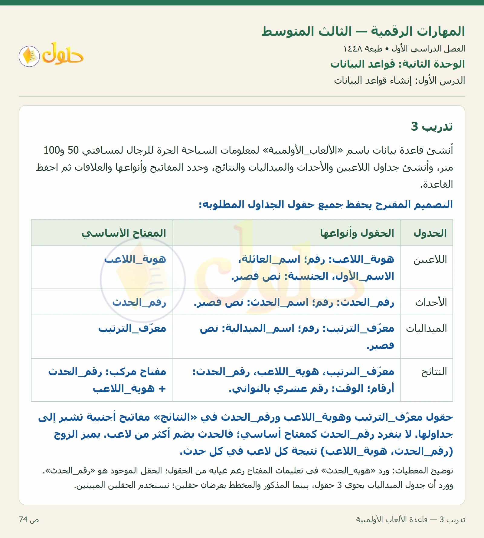 أنشطة تطبيقية صفحة ٧٤ — الجزء ١