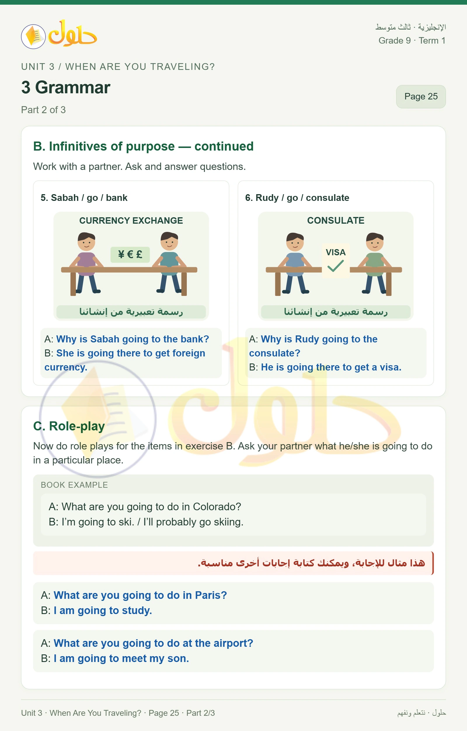 حل اللغة الإنجليزية للصف الثالث المتوسط صفحة ٢٥ الجزء ٢