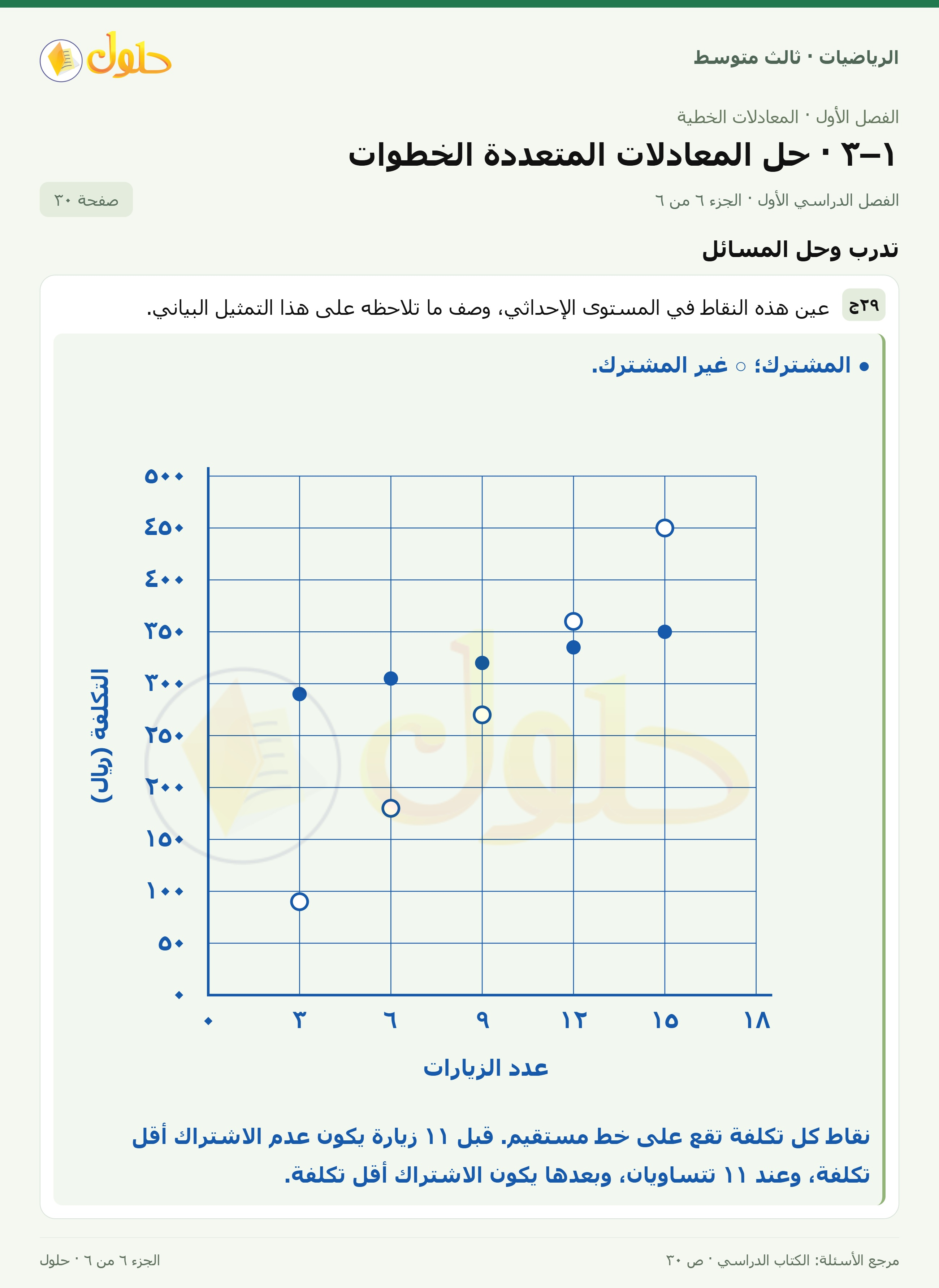 الرياضيات ثالث متوسط، الفصل ١، صفحة ٣٠، الجزء ٦