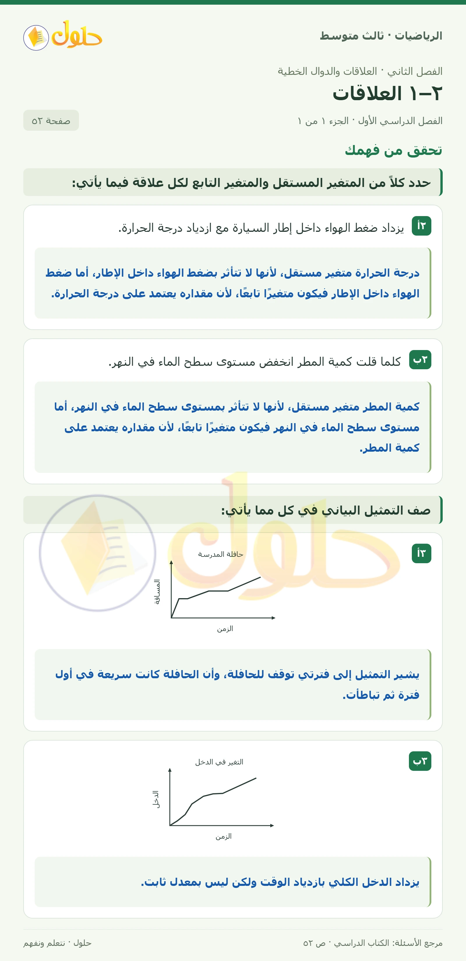 الرياضيات ثالث متوسط، الفصل ٢، صفحة ٥٢، الجزء ١