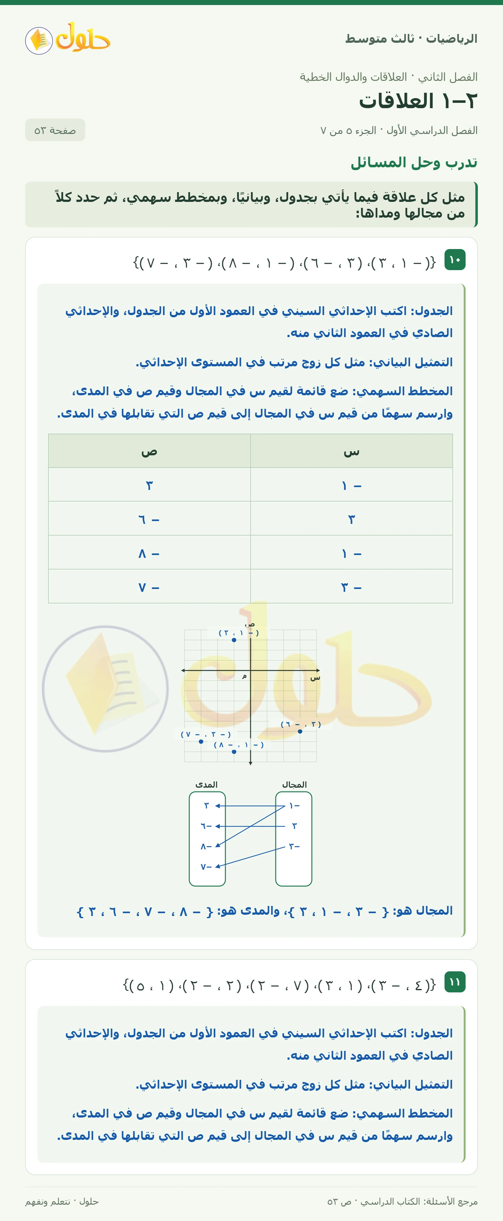 الرياضيات ثالث متوسط، الفصل ٢، صفحة ٥٣، الجزء ٥