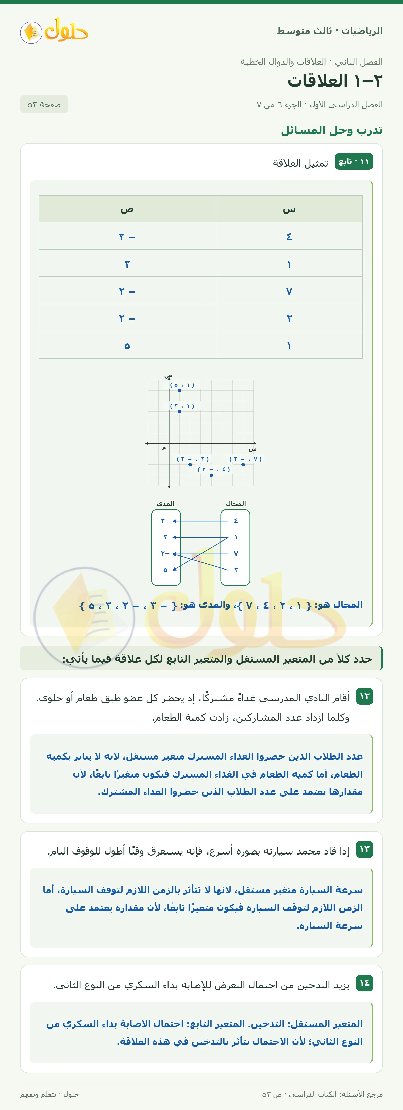 الرياضيات ثالث متوسط، الفصل ٢، صفحة ٥٣، الجزء ٦