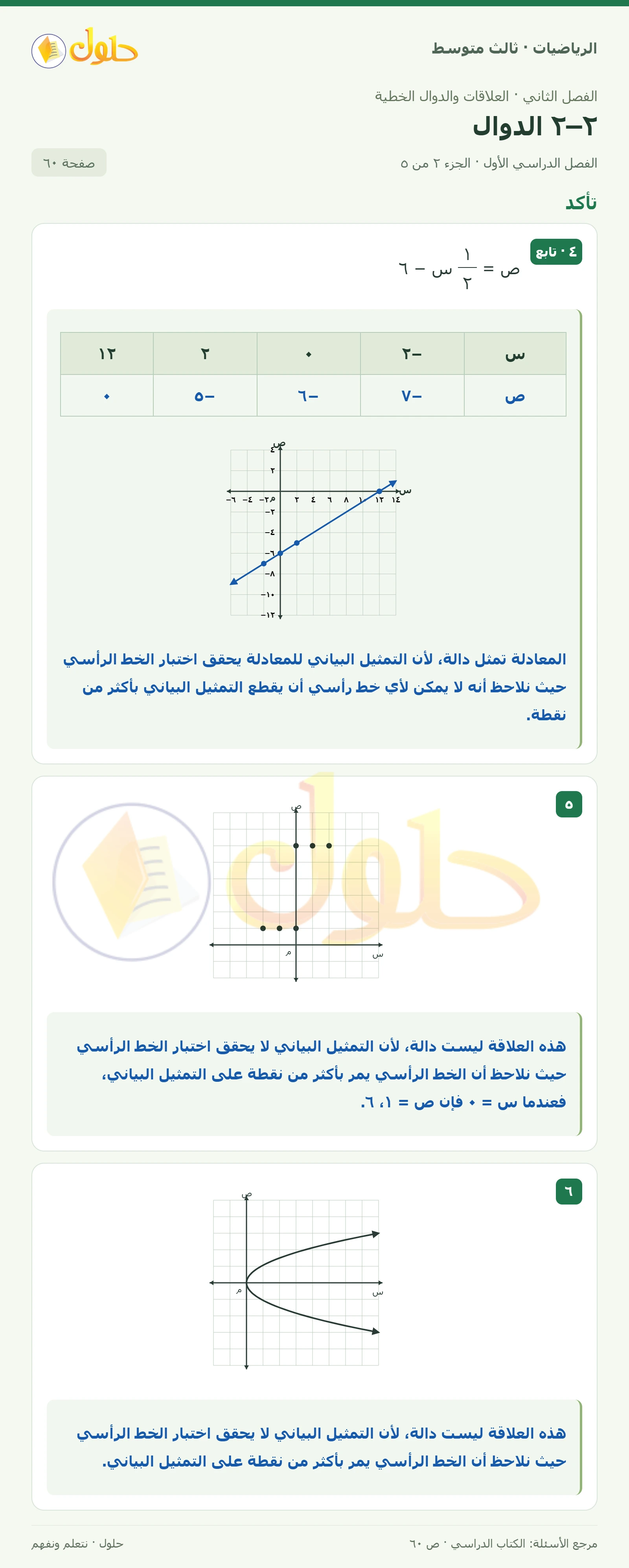 الرياضيات ثالث متوسط، الفصل ٢، صفحة ٦٠، الجزء ٢