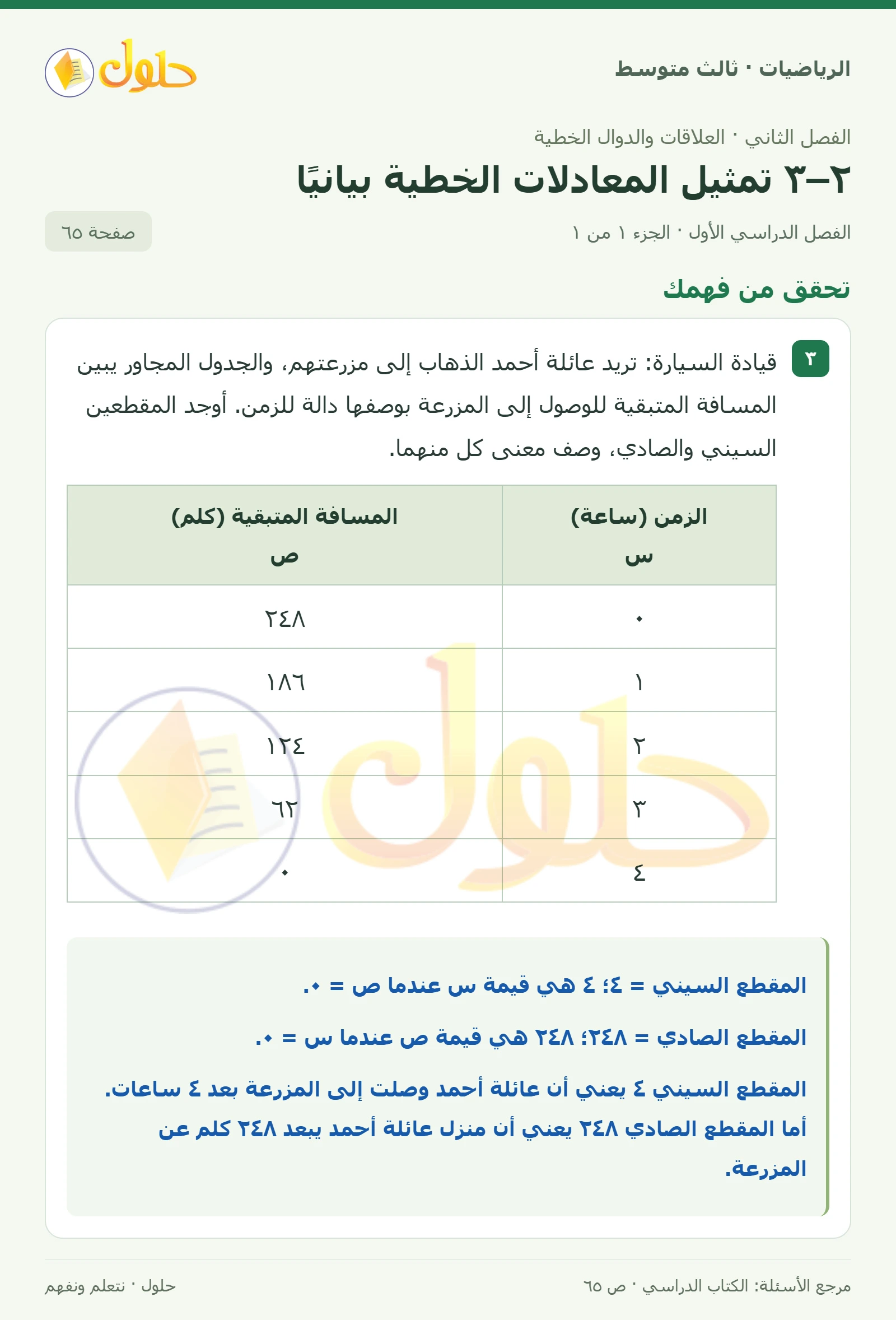 الرياضيات ثالث متوسط، الفصل ٢، صفحة ٦٥، الجزء ١