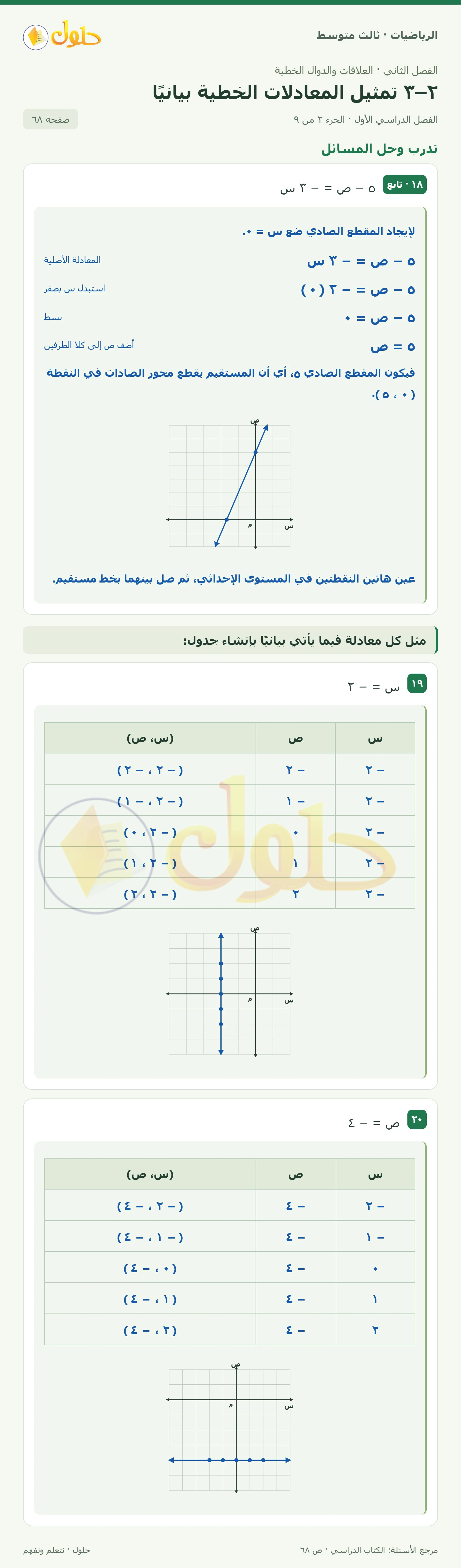 الرياضيات ثالث متوسط، الفصل ٢، صفحة ٦٨، الجزء ٢