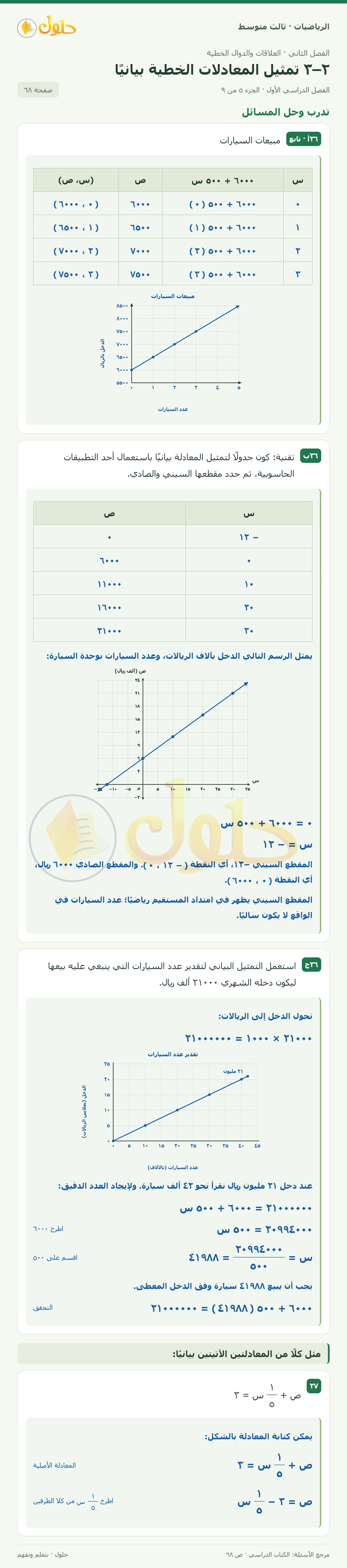 الرياضيات ثالث متوسط، الفصل ٢، صفحة ٦٨، الجزء ٥