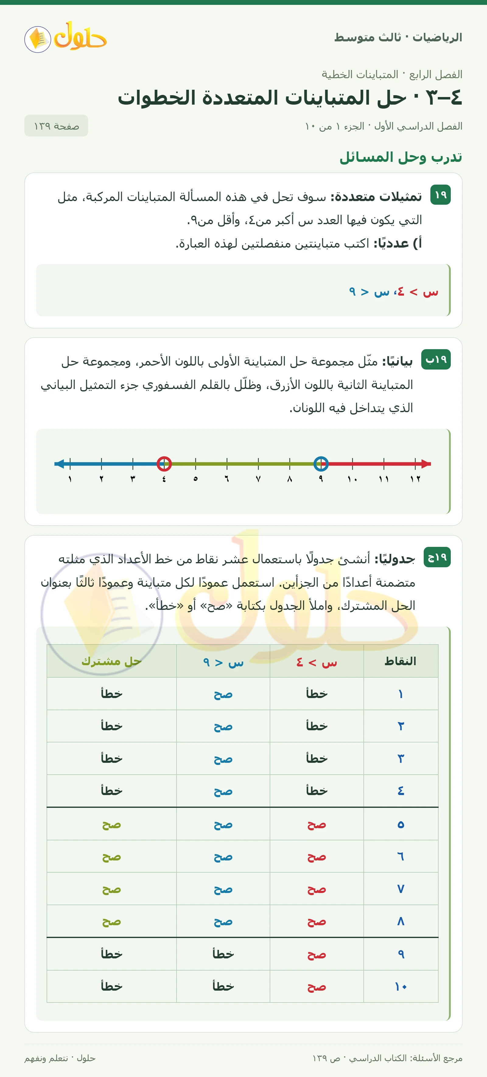 الرياضيات ثالث متوسط، الفصل ٤، صفحة ١٣٩، الجزء ١