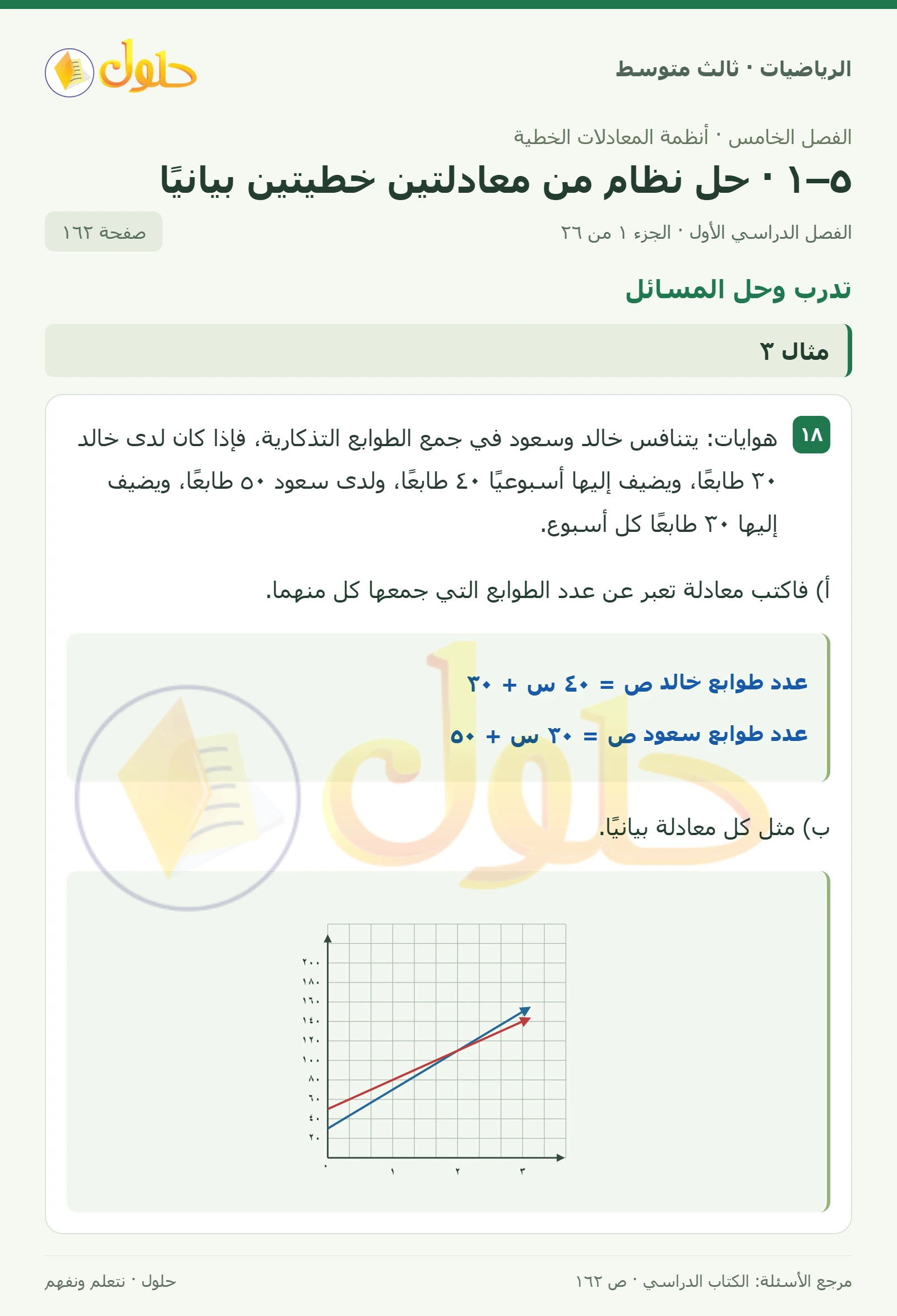الرياضيات ثالث متوسط، الفصل ٥، صفحة ١٦٢، الجزء ١