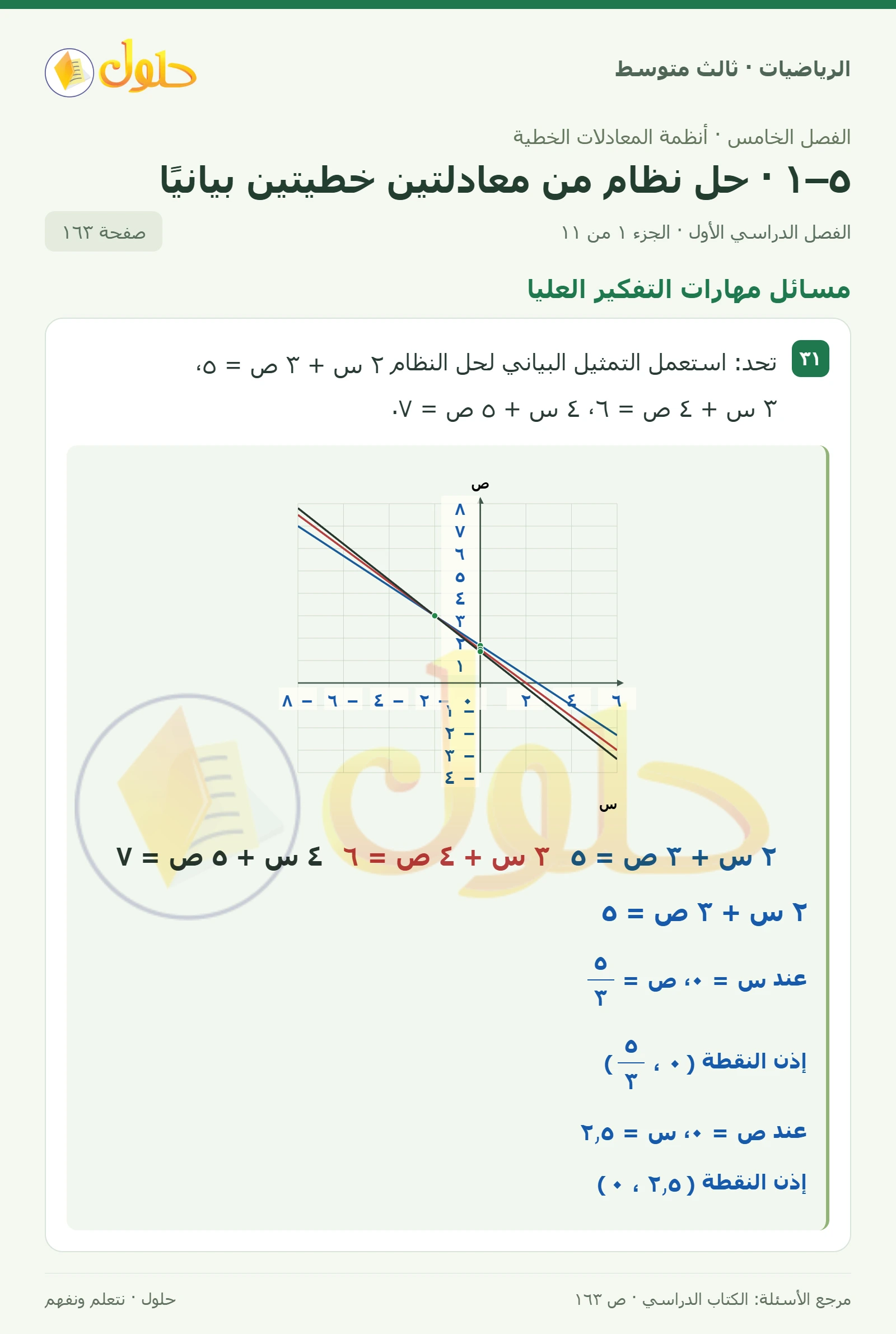 الرياضيات ثالث متوسط، الفصل ٥، صفحة ١٦٣، الجزء ١