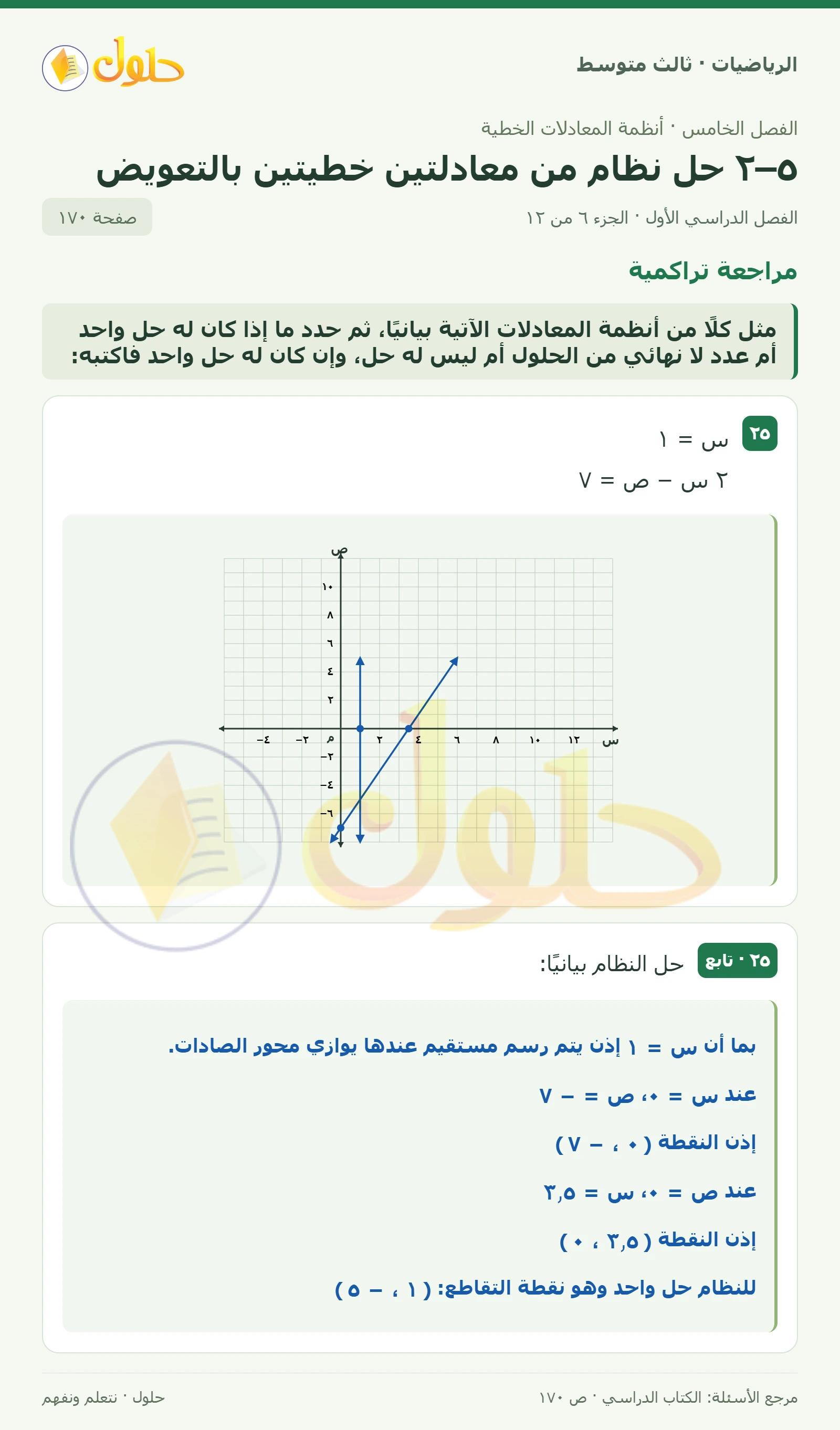 الرياضيات ثالث متوسط، الفصل ٥، صفحة ١٧٠، الجزء ٦