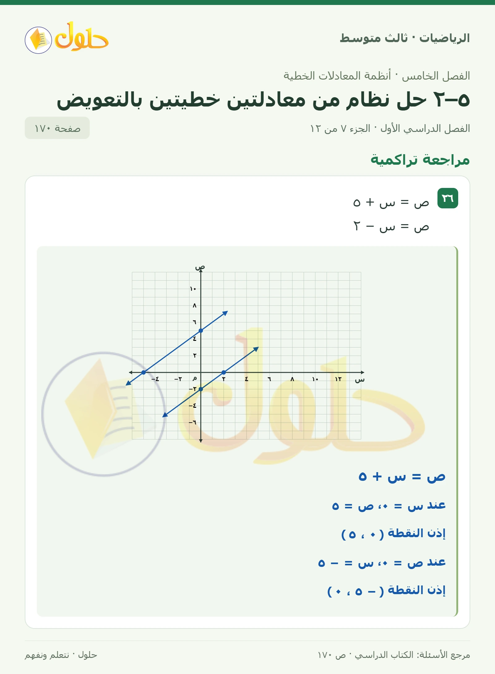 الرياضيات ثالث متوسط، الفصل ٥، صفحة ١٧٠، الجزء ٧