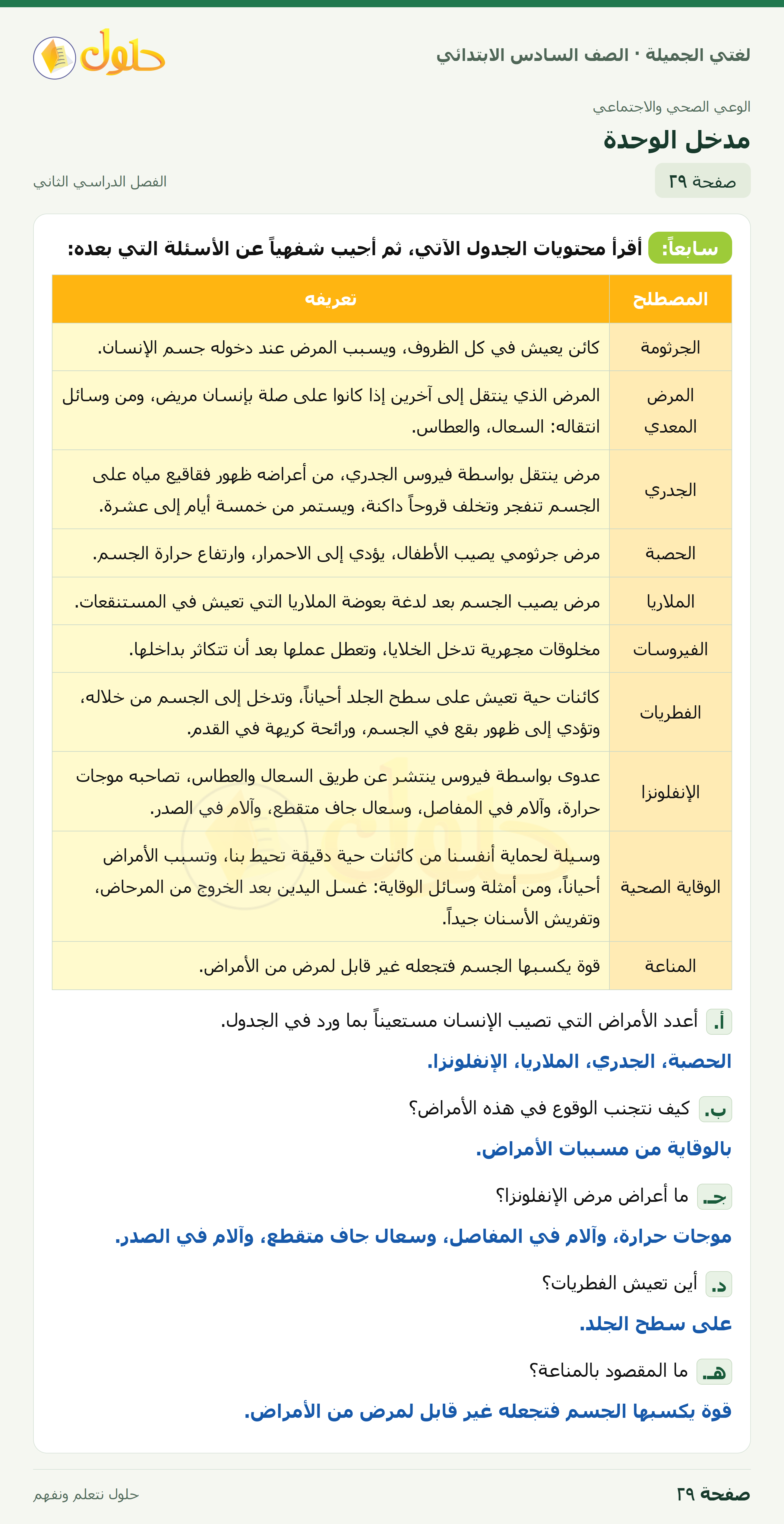 لغتي الجميلة · مدخل الوحدة · صفحة ٢٩