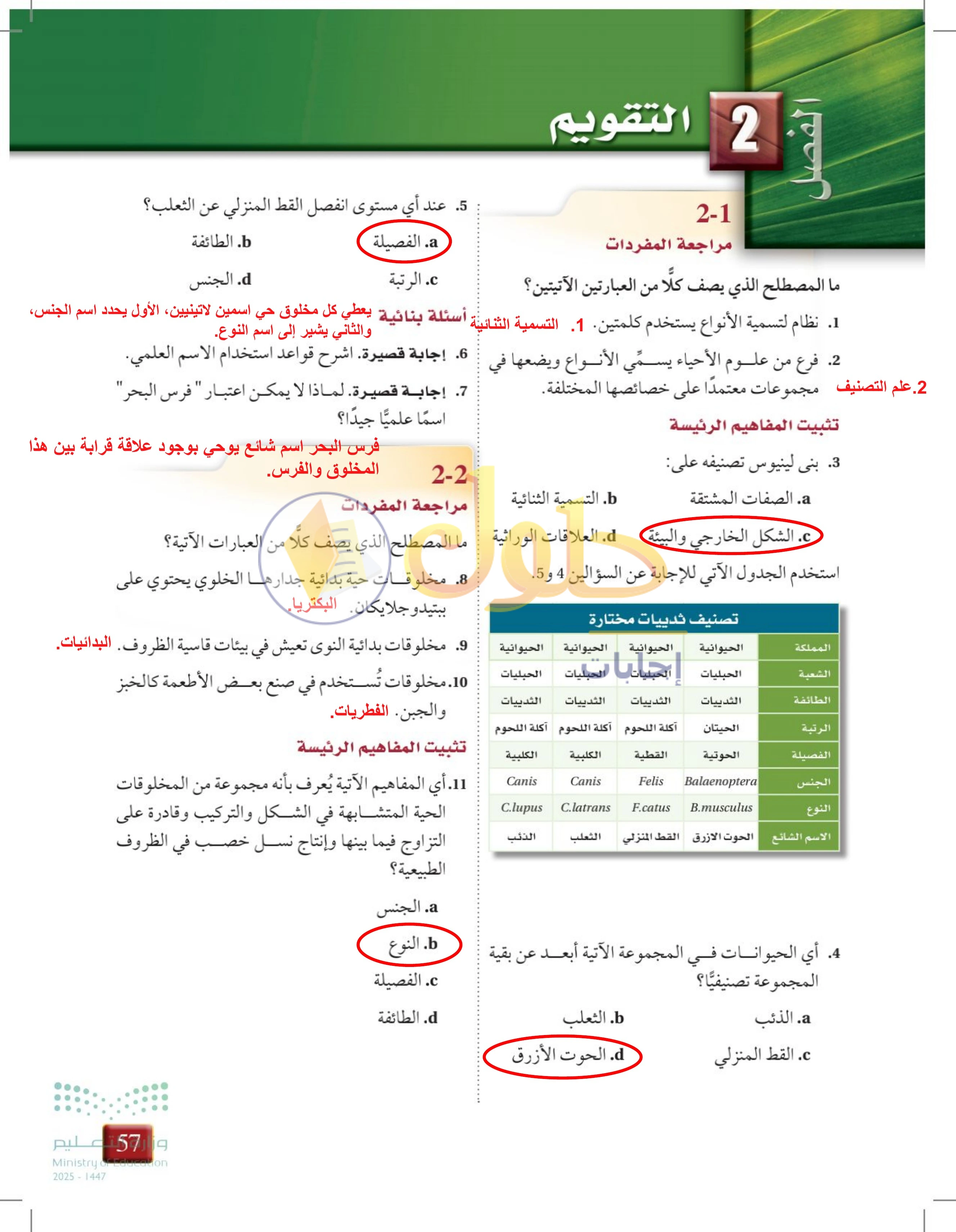 حل تقويم الفصل 2 — صفحة 57