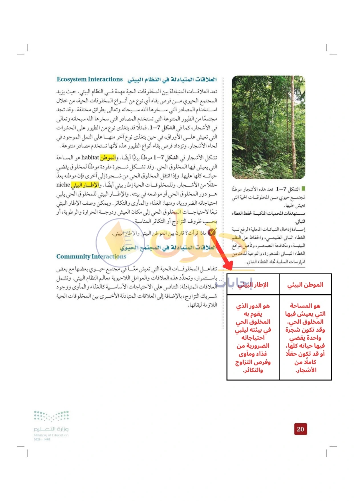حل أنشطة علم البيئة صفحة ٢٠