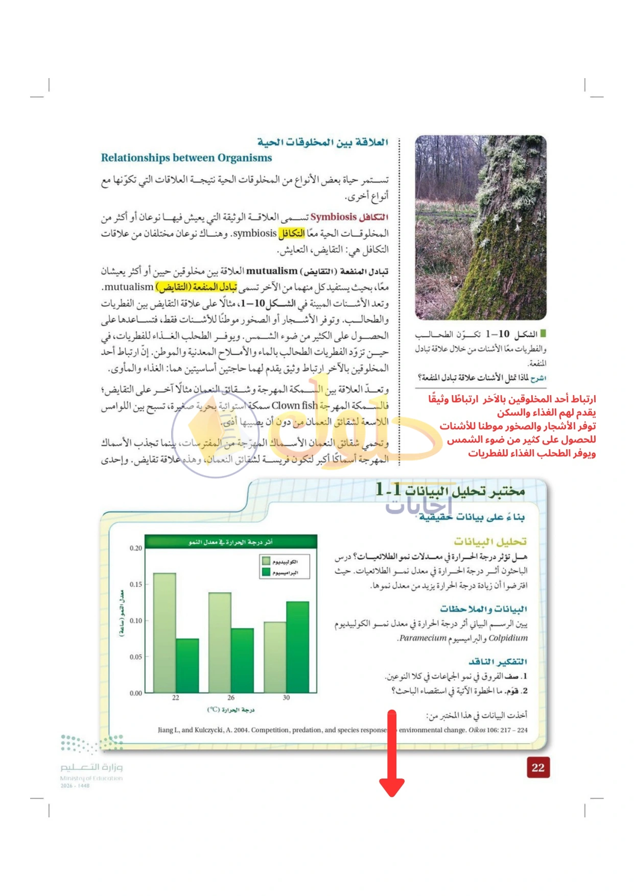 حل أنشطة علم البيئة صفحة ٢٢