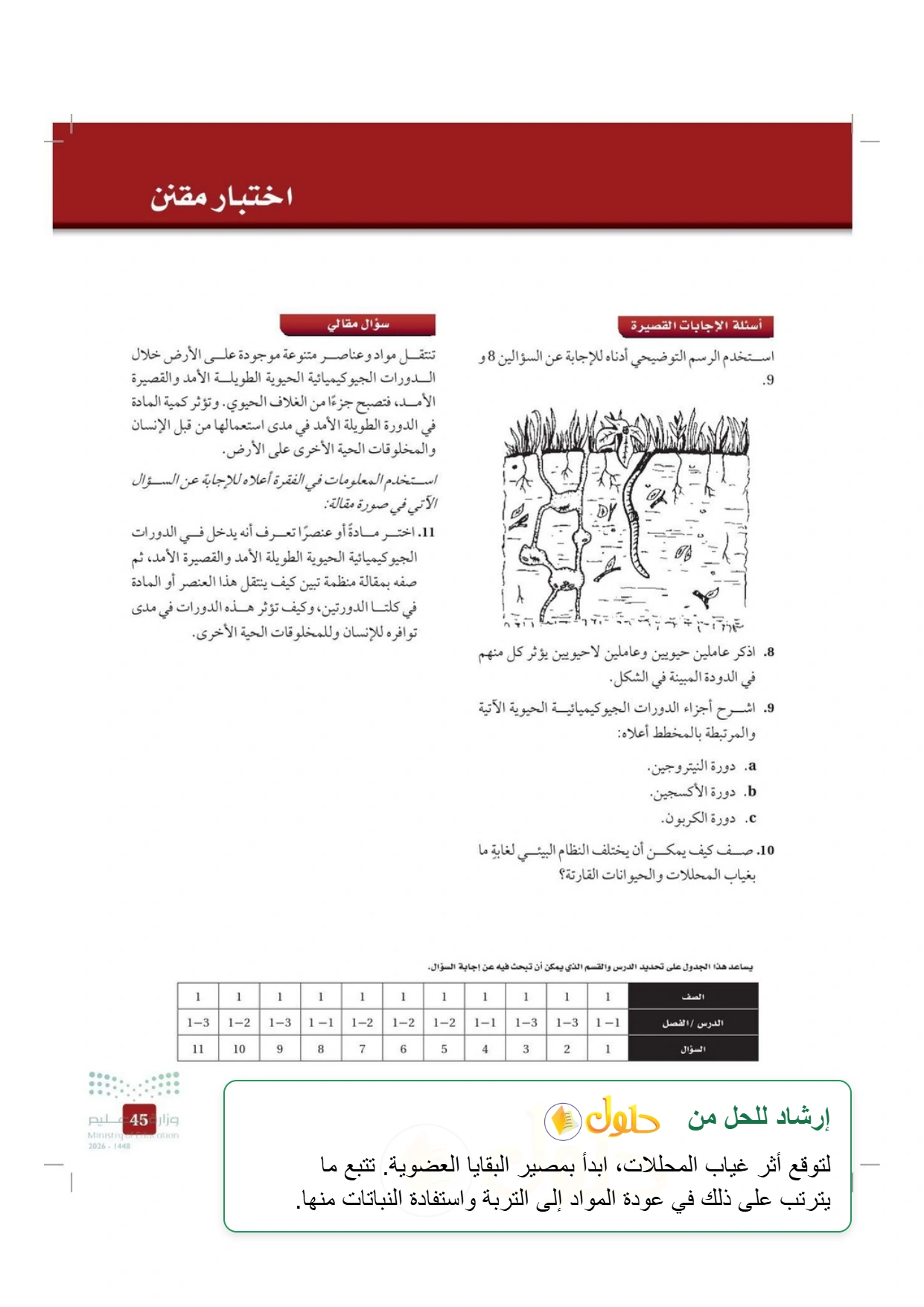حل أنشطة علم البيئة صفحة ٤٥