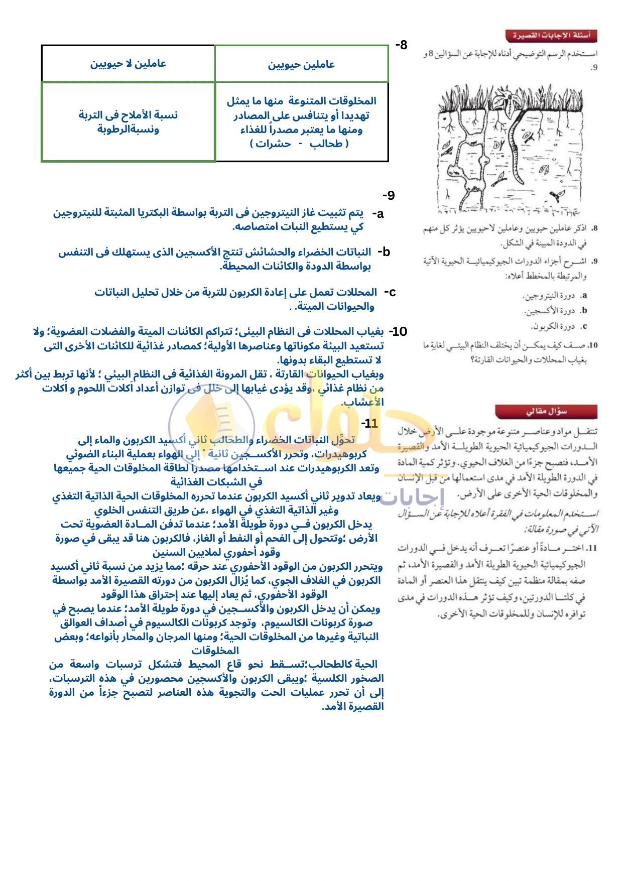 حل أنشطة علم البيئة صفحة ٤٥