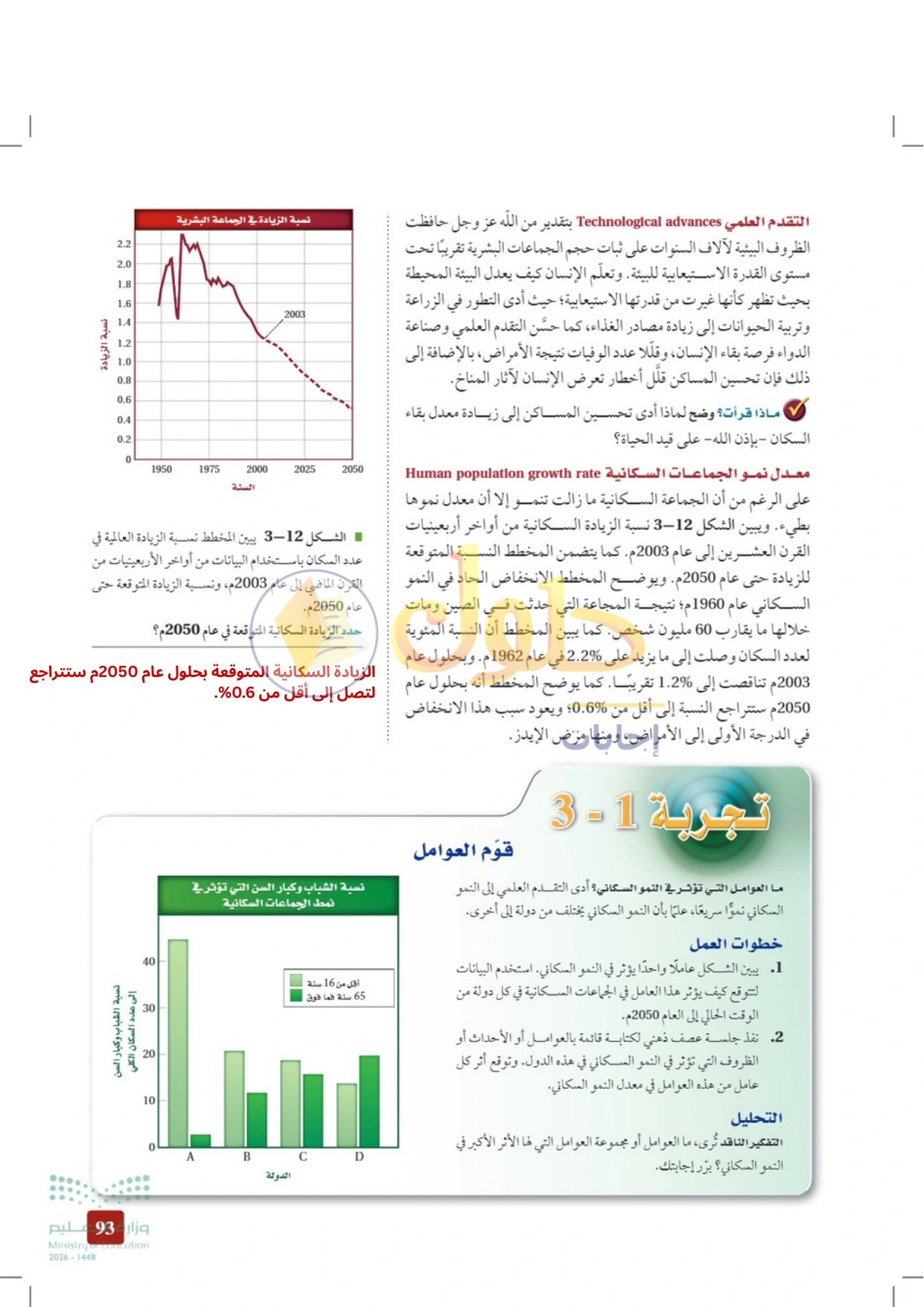 حل أنشطة علم البيئة صفحة ٩٣
