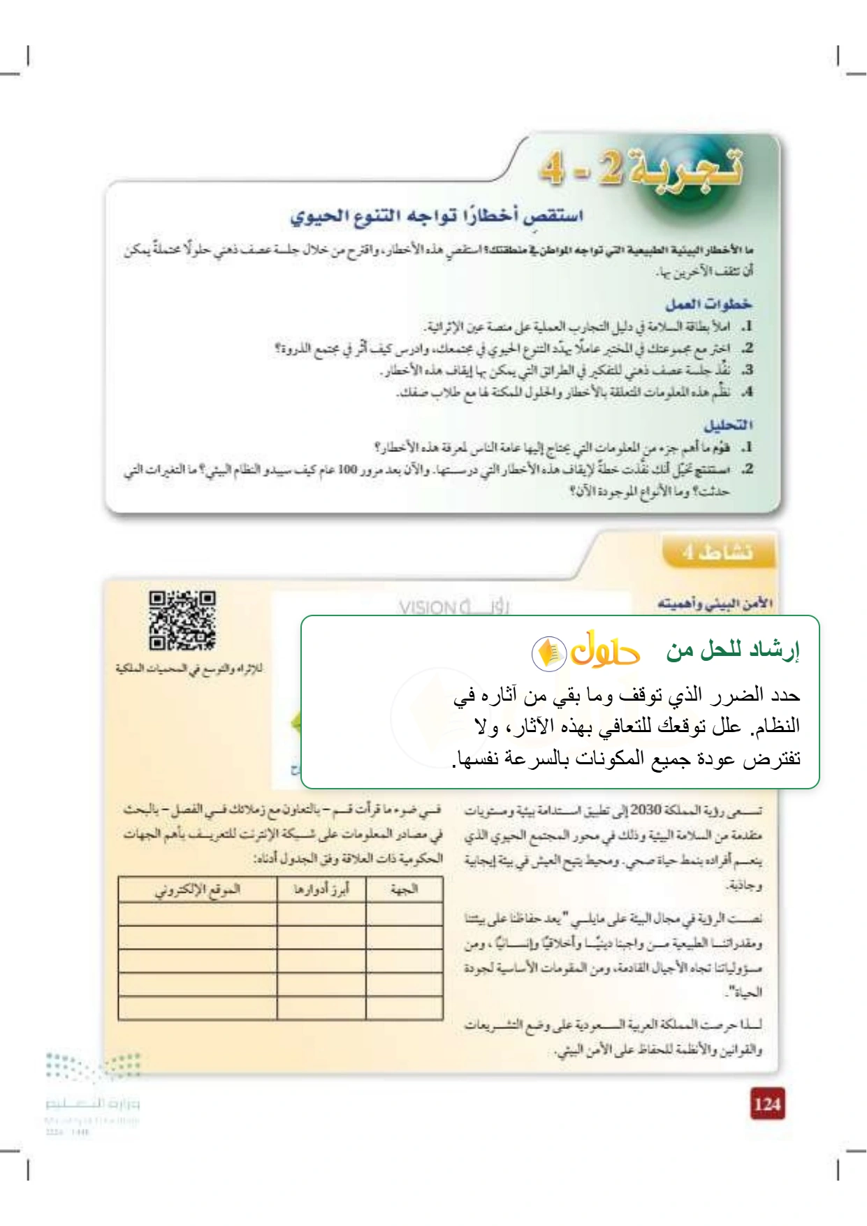 حل أنشطة علم البيئة صفحة ١٢٤