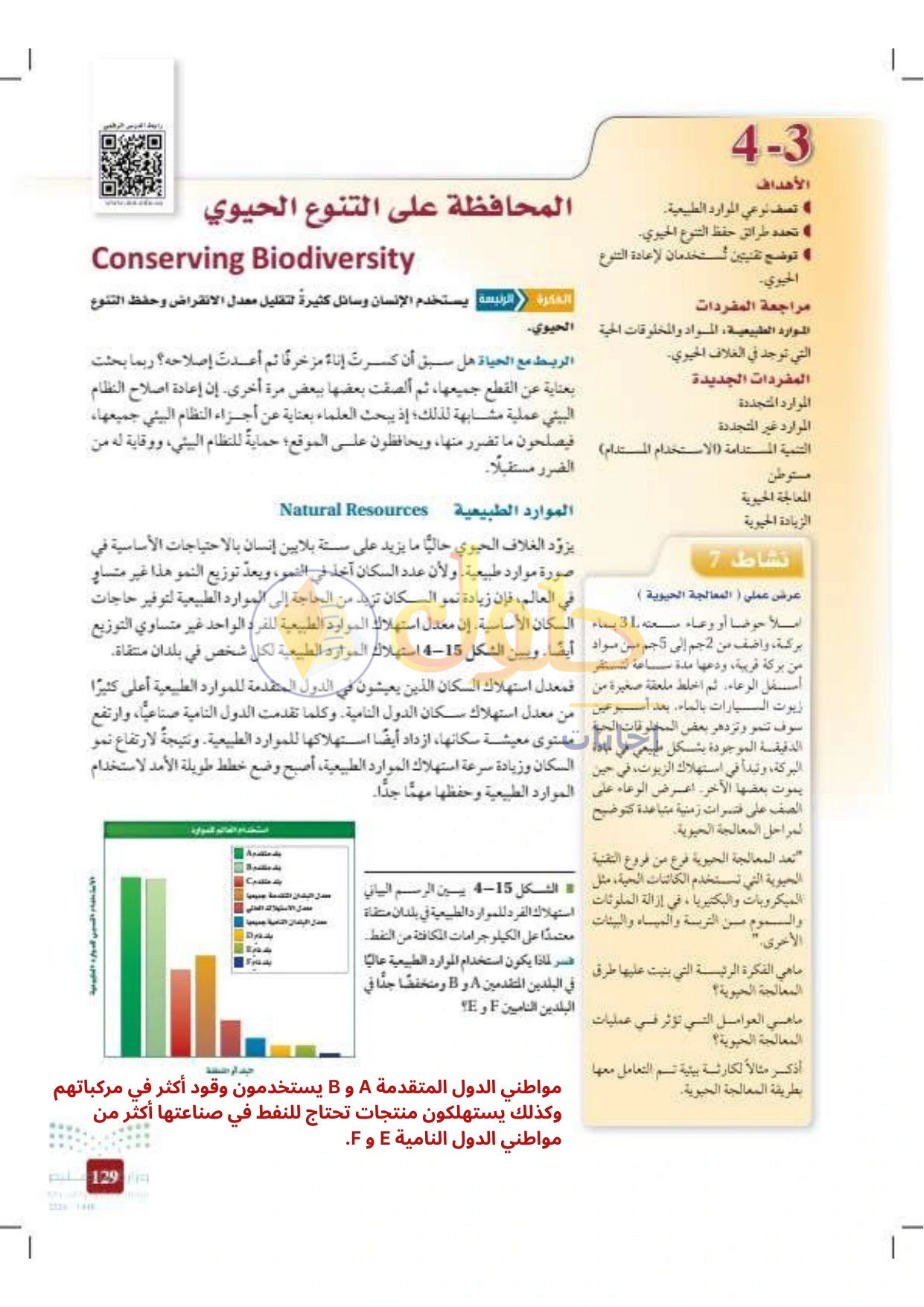 حل أنشطة علم البيئة صفحة ١٢٩