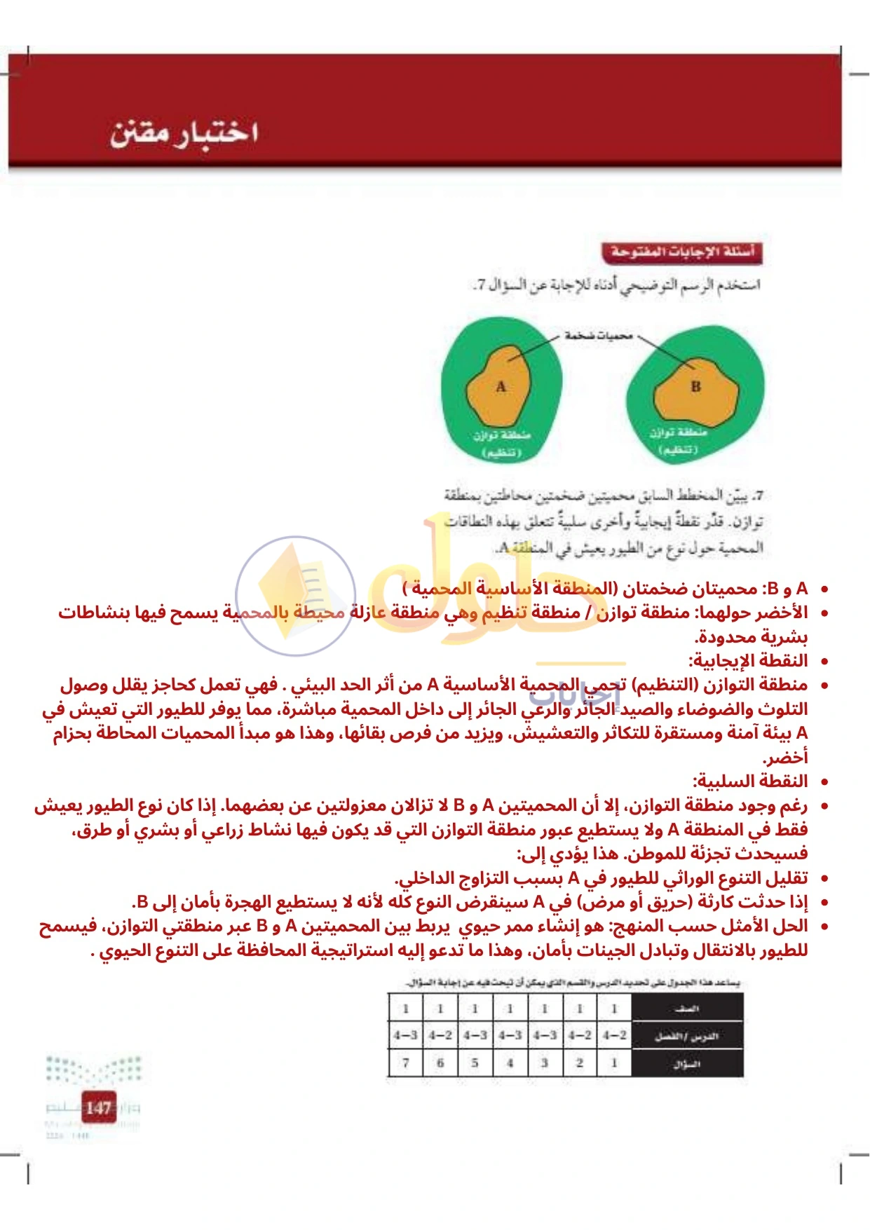 حل أنشطة علم البيئة صفحة ١٤٧