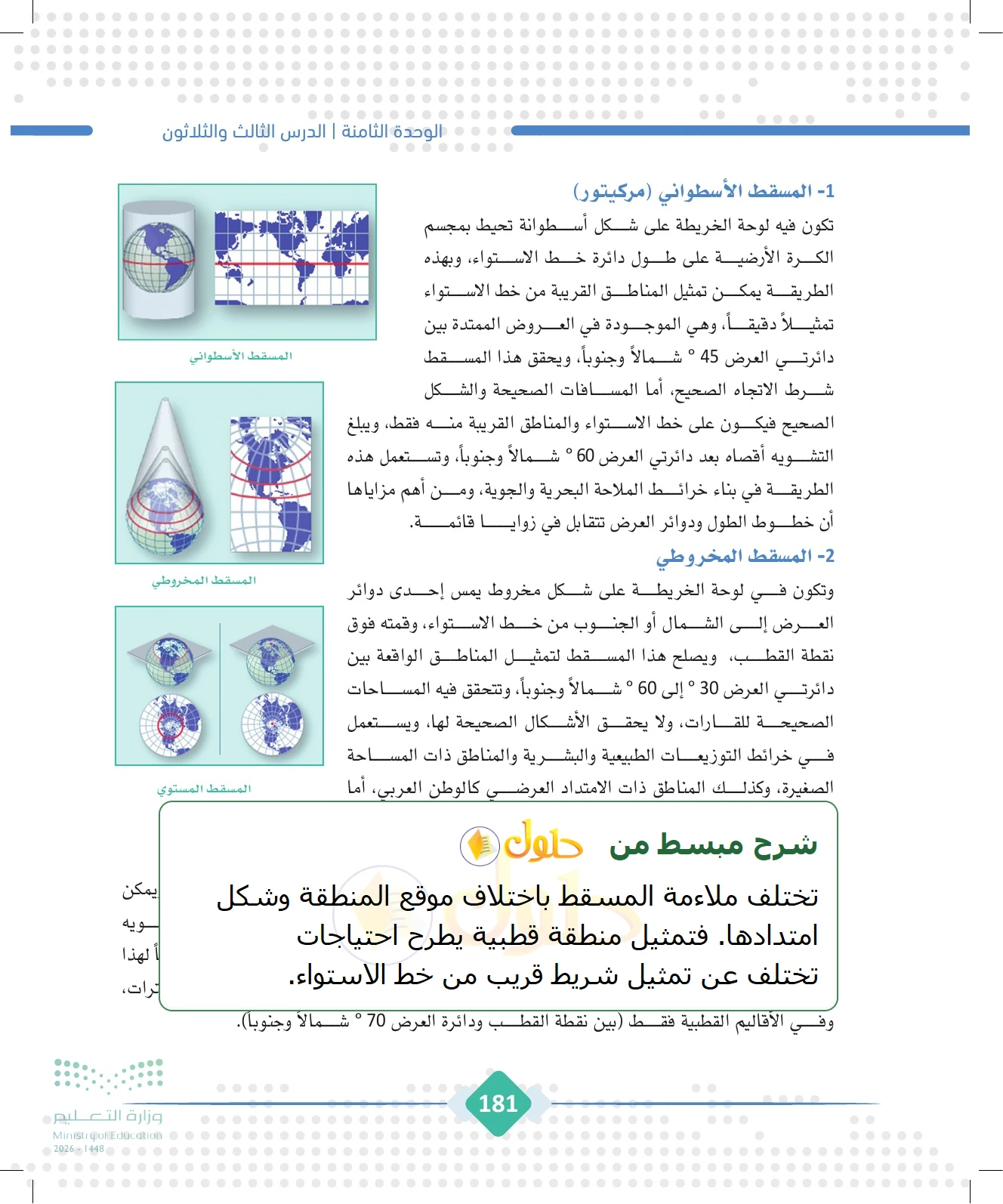 شرح وملخص الجغرافيا للصف الثالث الثانوي صفحة 181