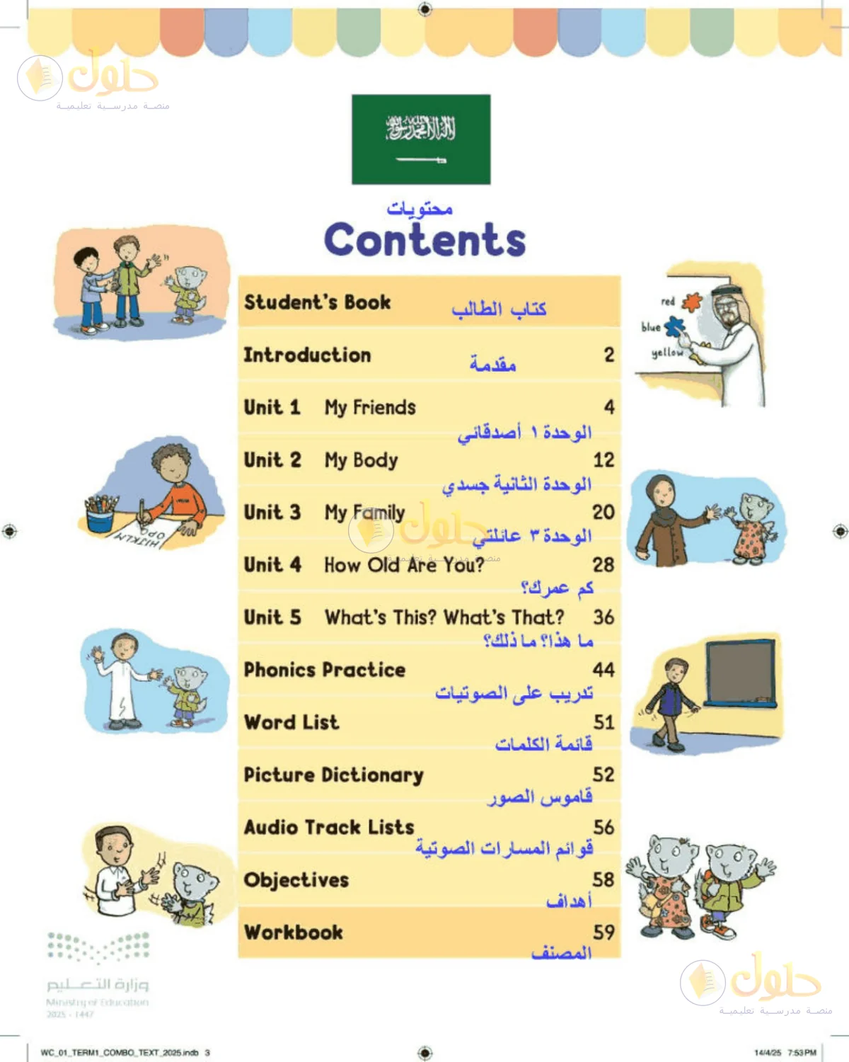 حل اللغة الإنجليزية للصف الأول الابتدائي صفحة 1