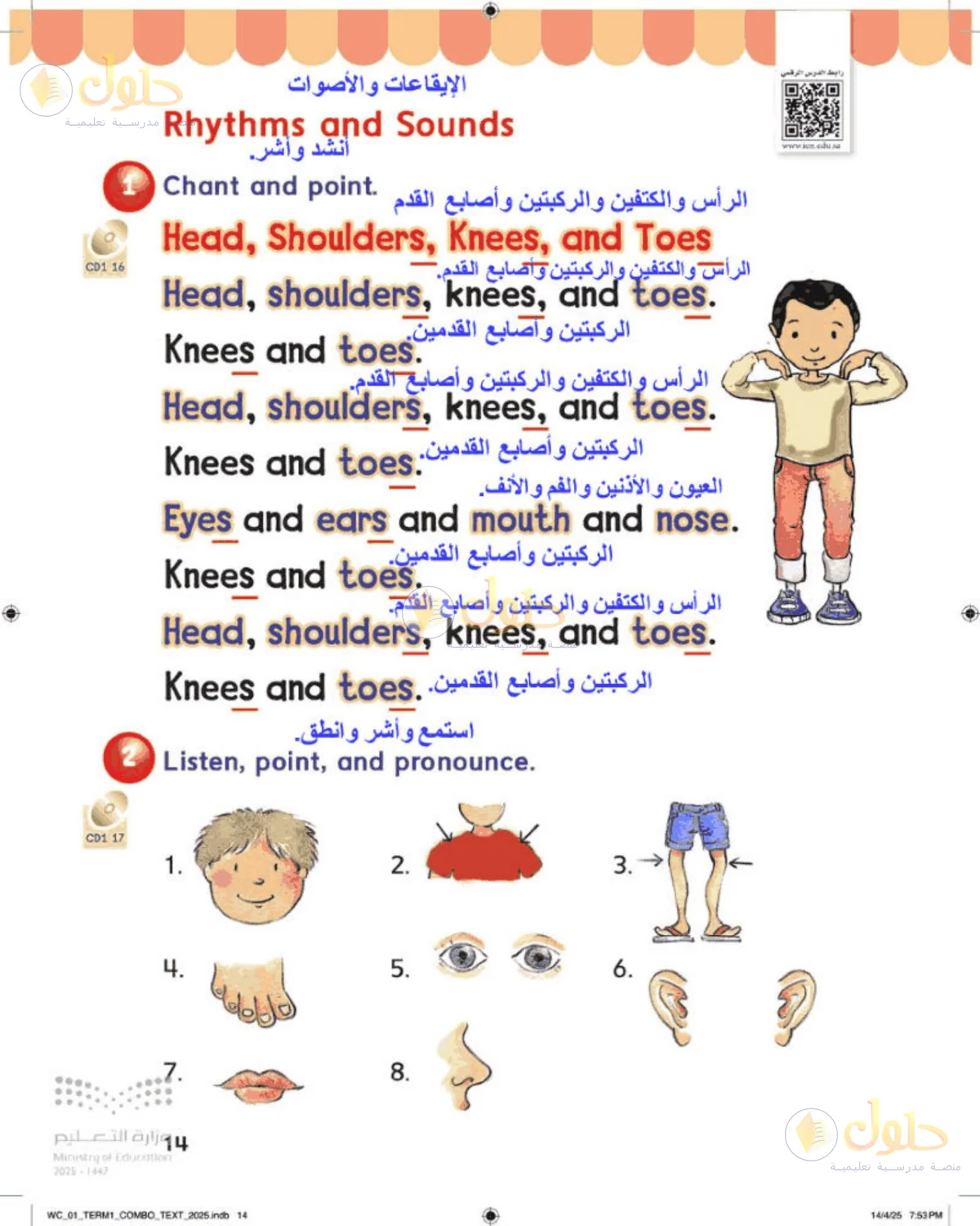 حل اللغة الإنجليزية للصف الأول الابتدائي صفحة 14